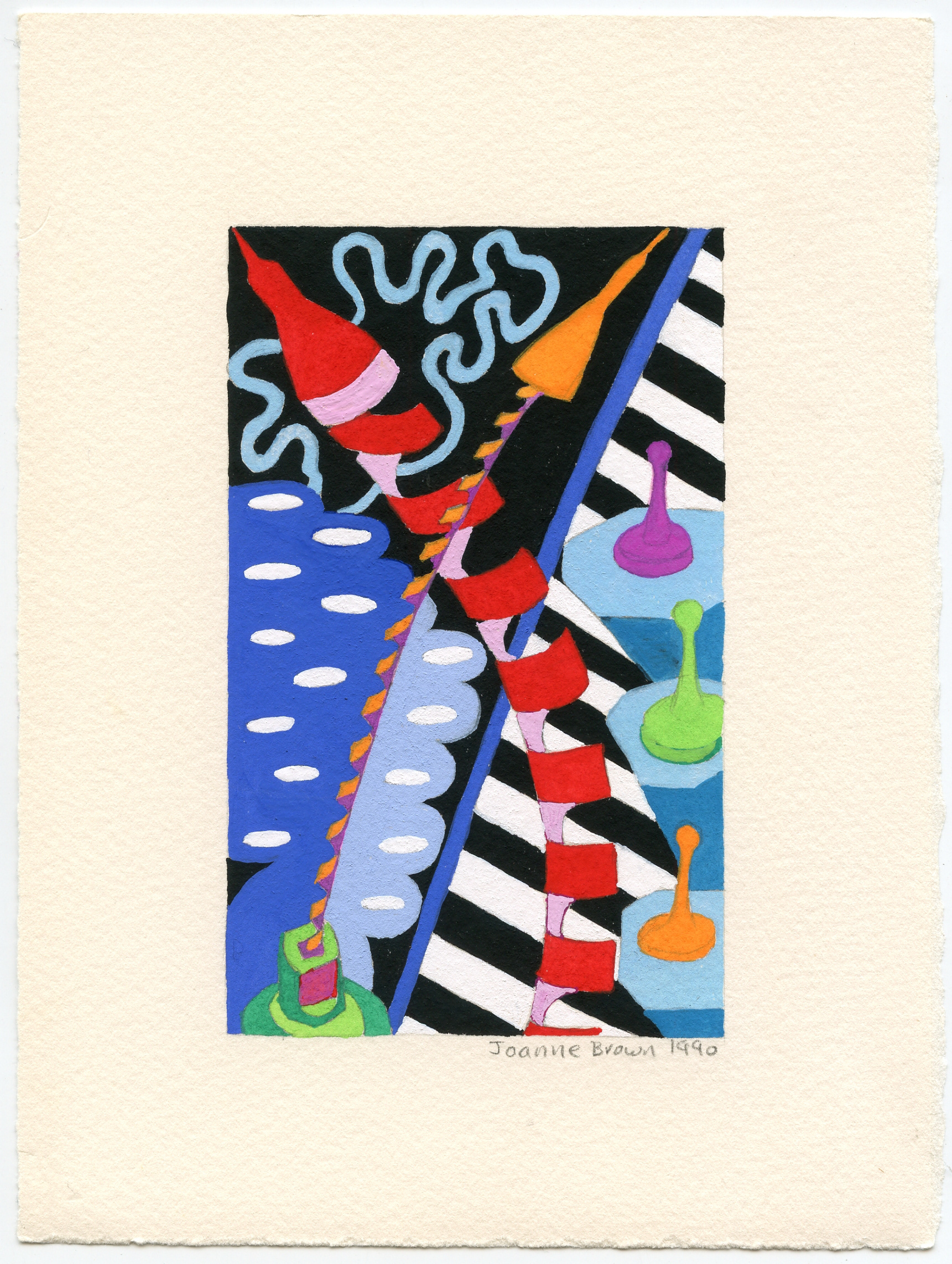 Game Pieces, Watercolor on Acid-Free Rag Paper, 3" x 5", 1990