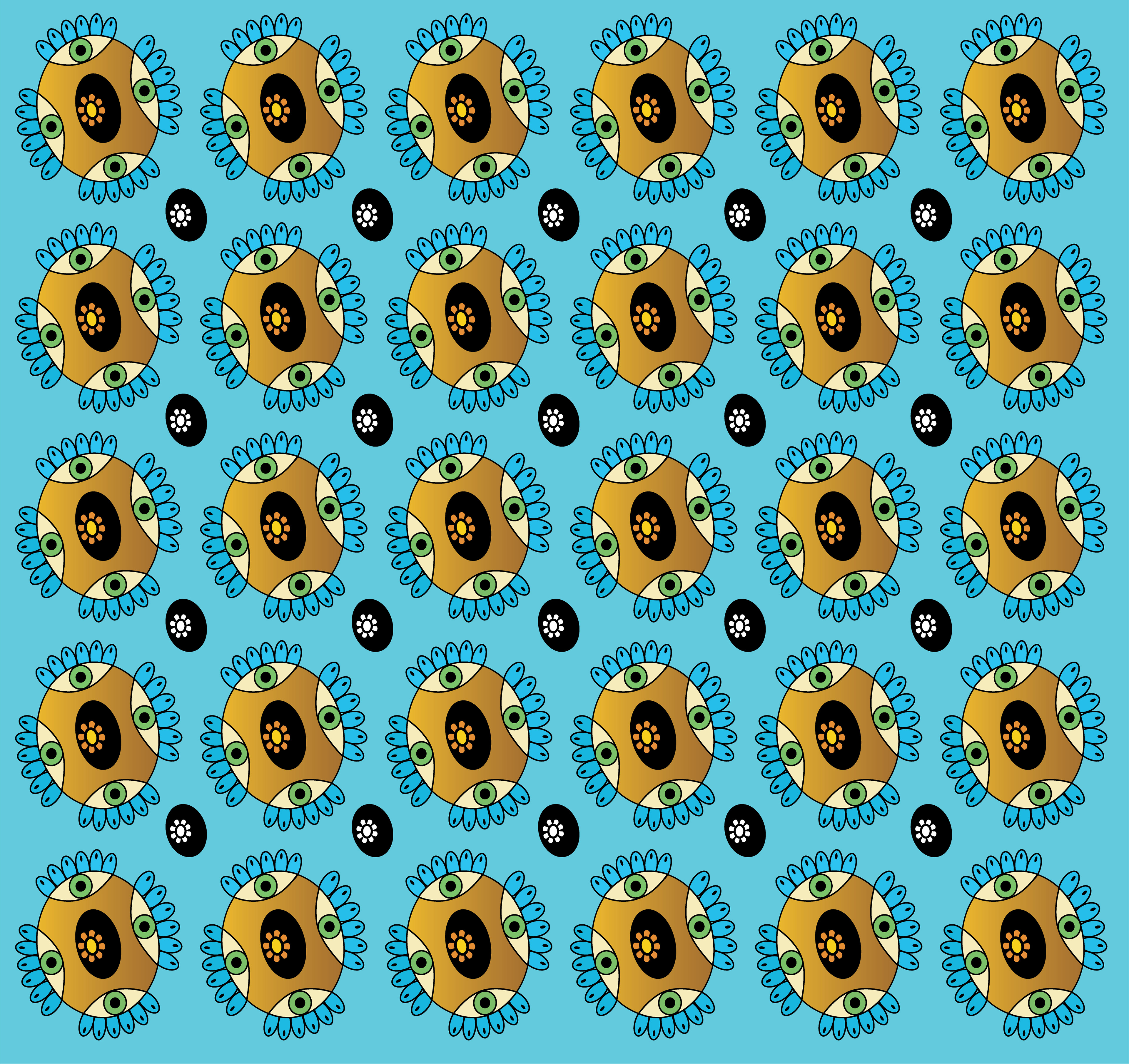 Flying Eye Flower, Digital Art, Pattern, 2025