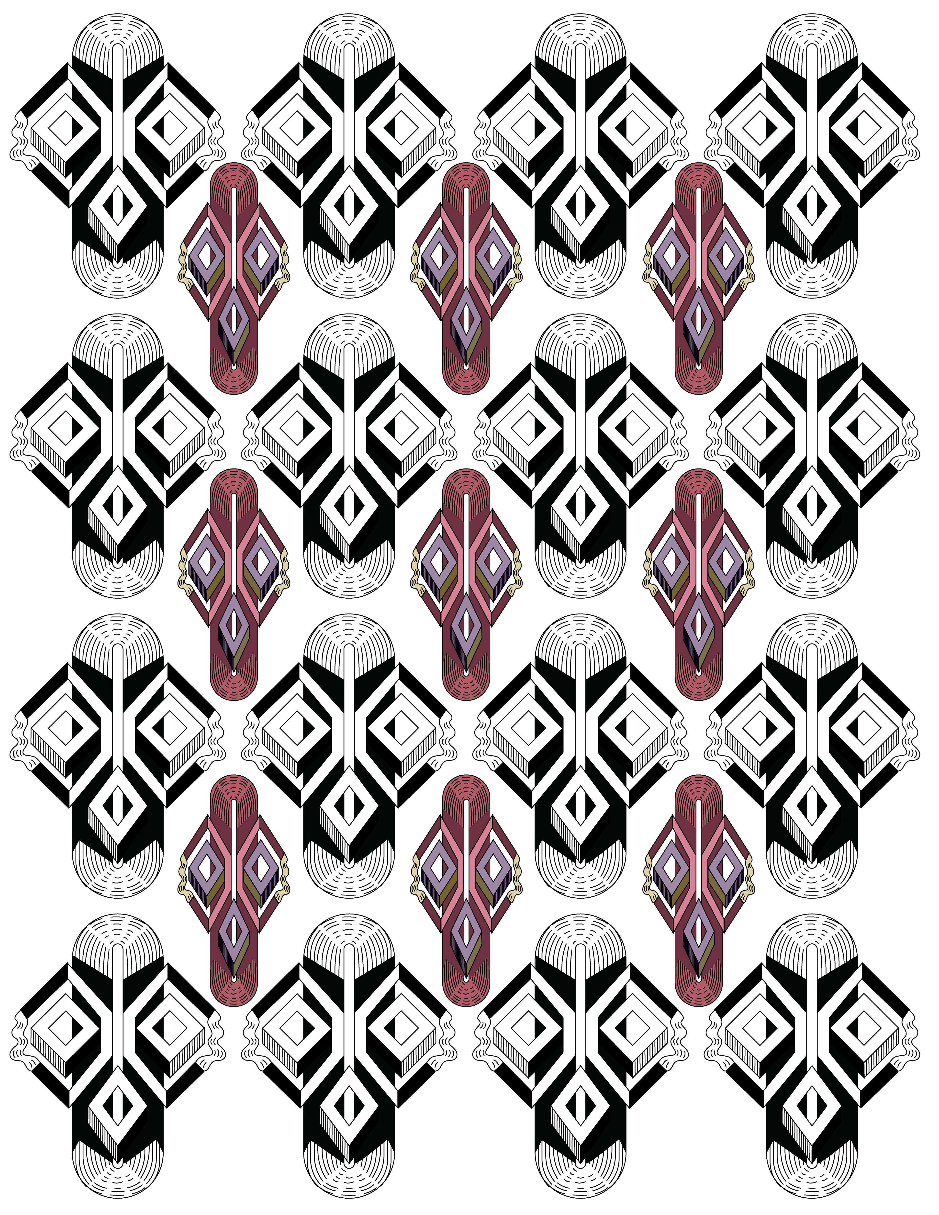 Race Track Triad, Digital Art, Pattern 2, 2025