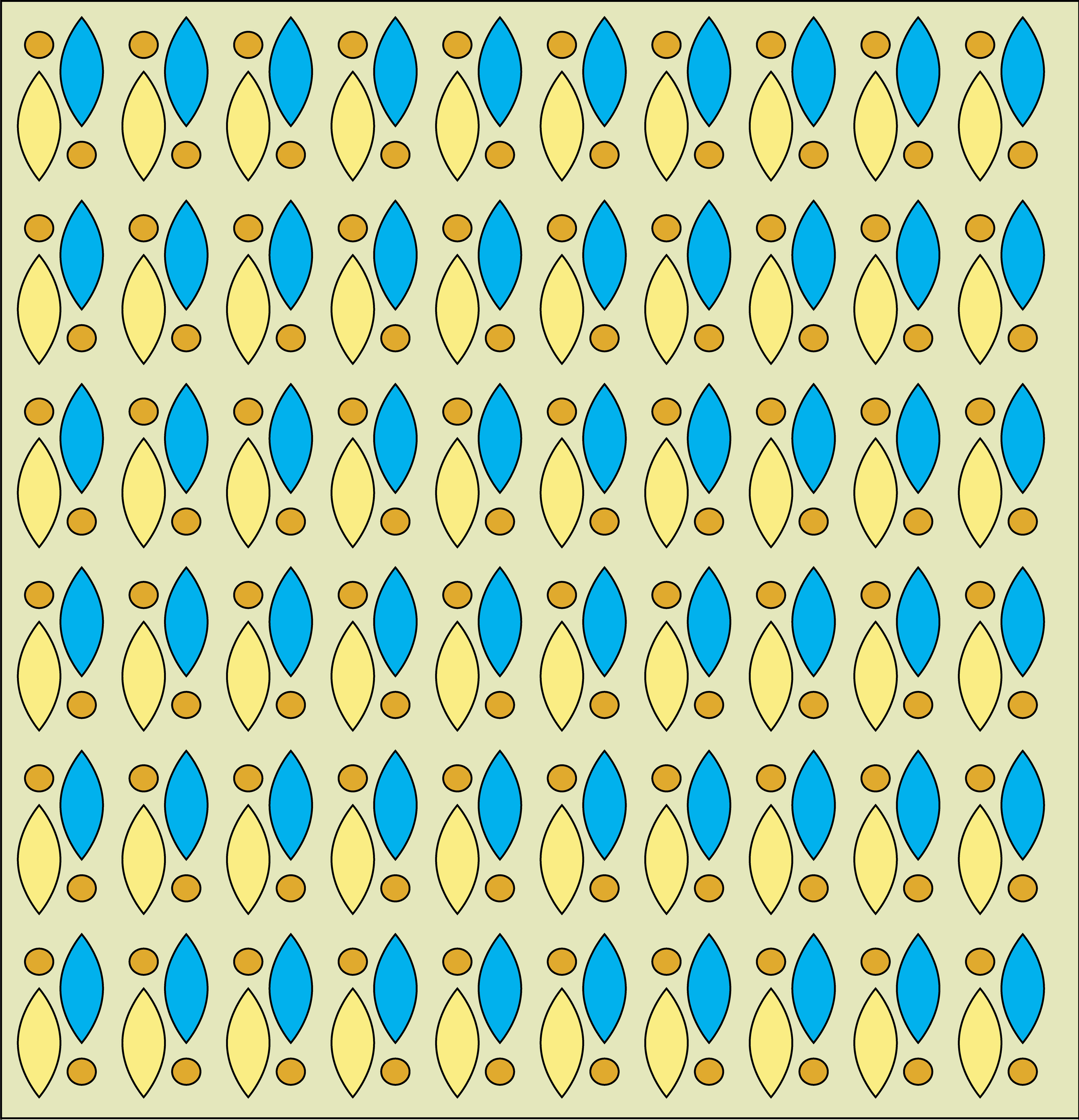 Blue and Yellow Candle Flame Pattern 2, Digital Art, 2021