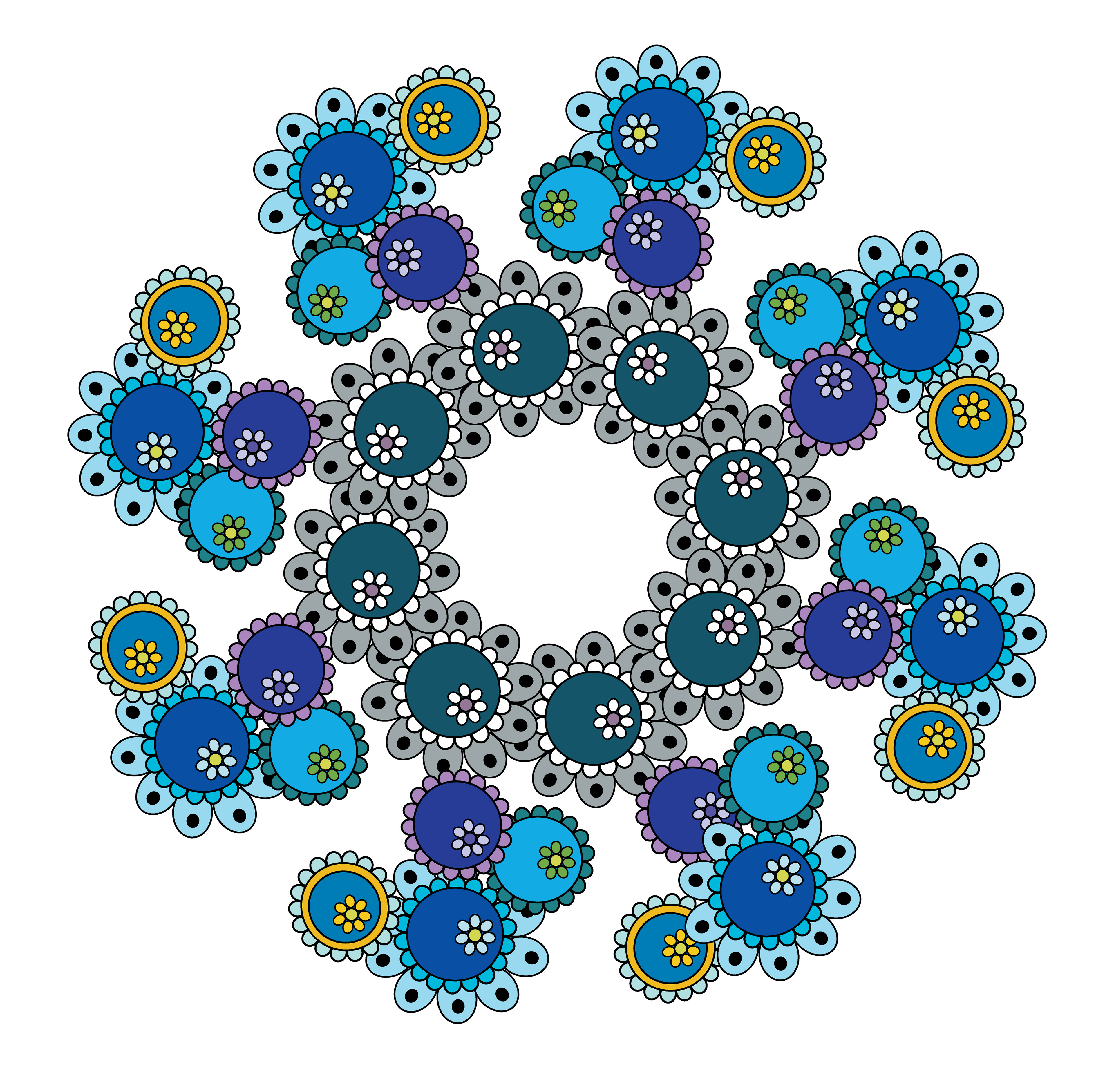 Flower Gems, Digital Art, Pattern 3, 2025