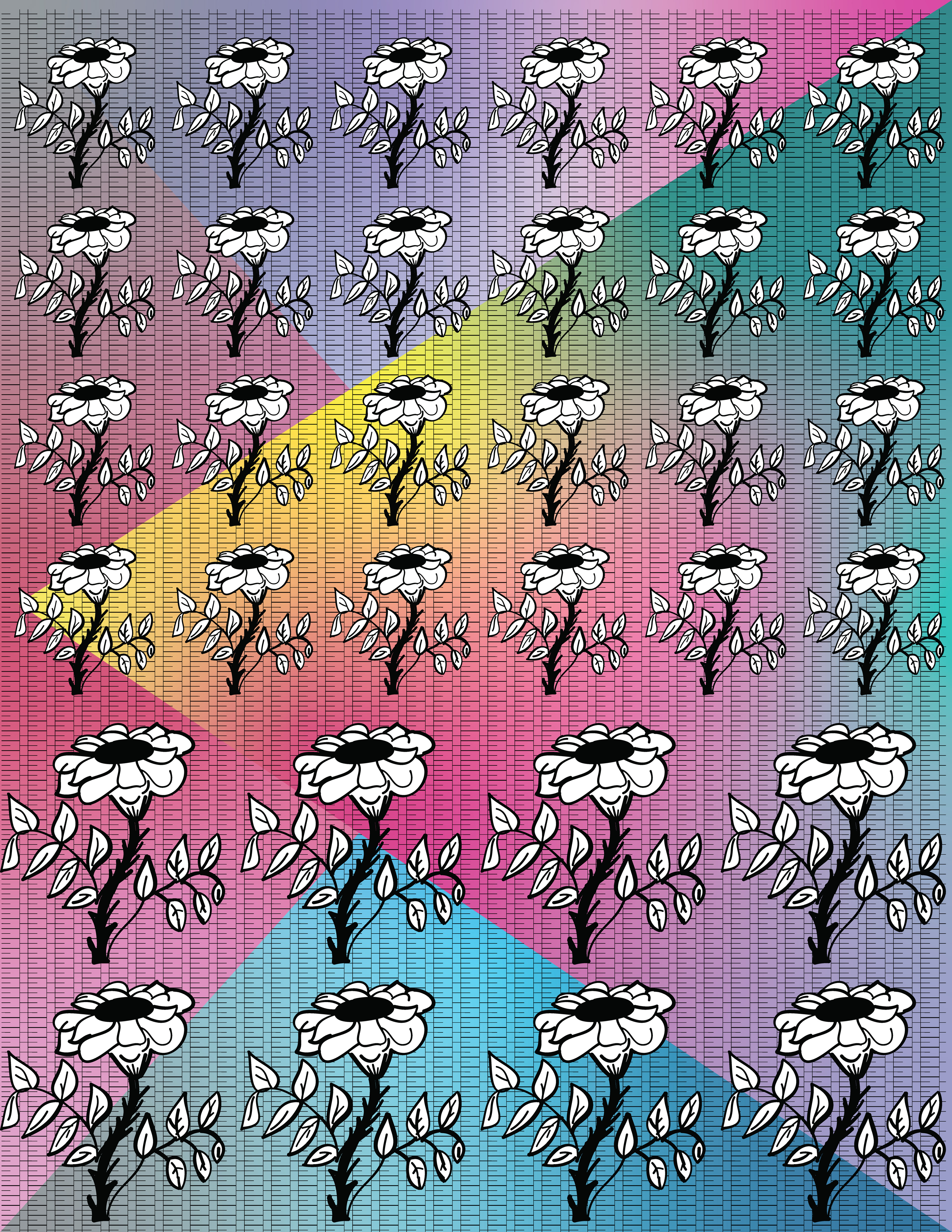Single Rose Pattern, Digital Art, 2021