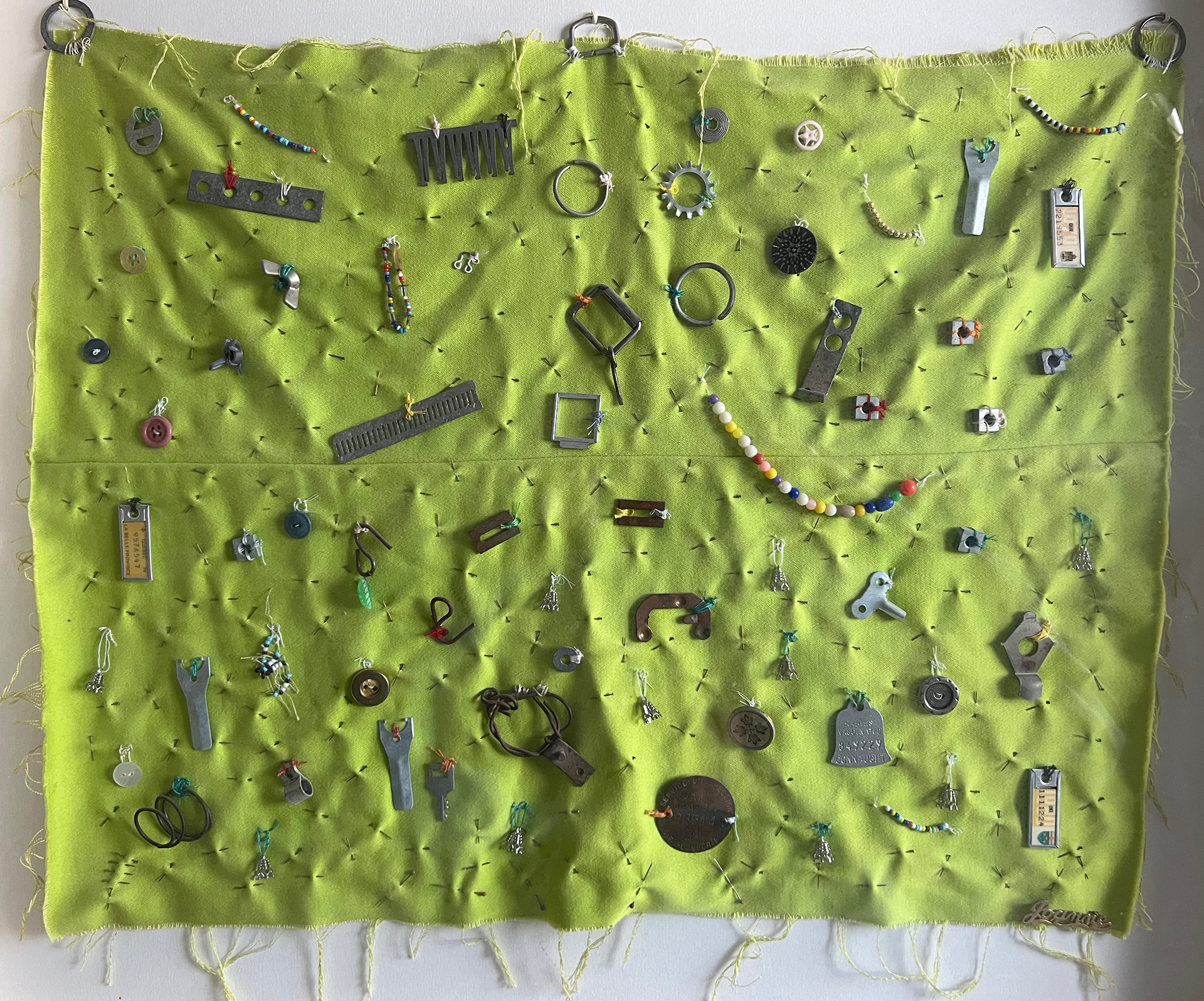 Bellbottoms, Fabric, Pins, Beads and Found Objects, 1987