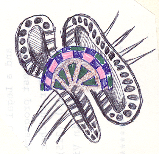 1986-09-a3, Ballpoint Pen and Colored Pencil Drawing, 1986