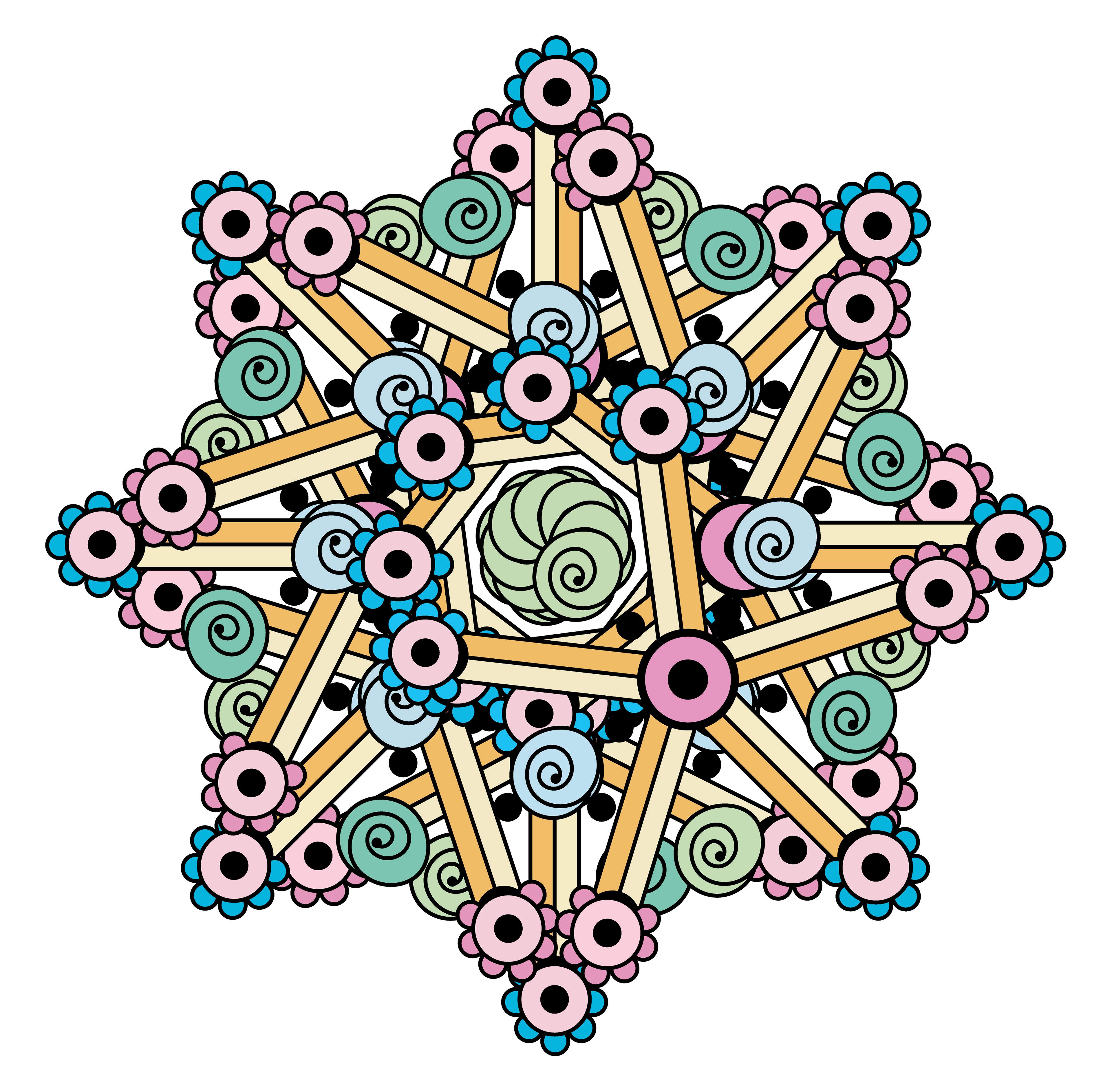 Lollipop Flower, Digital Art, Radial, 2023