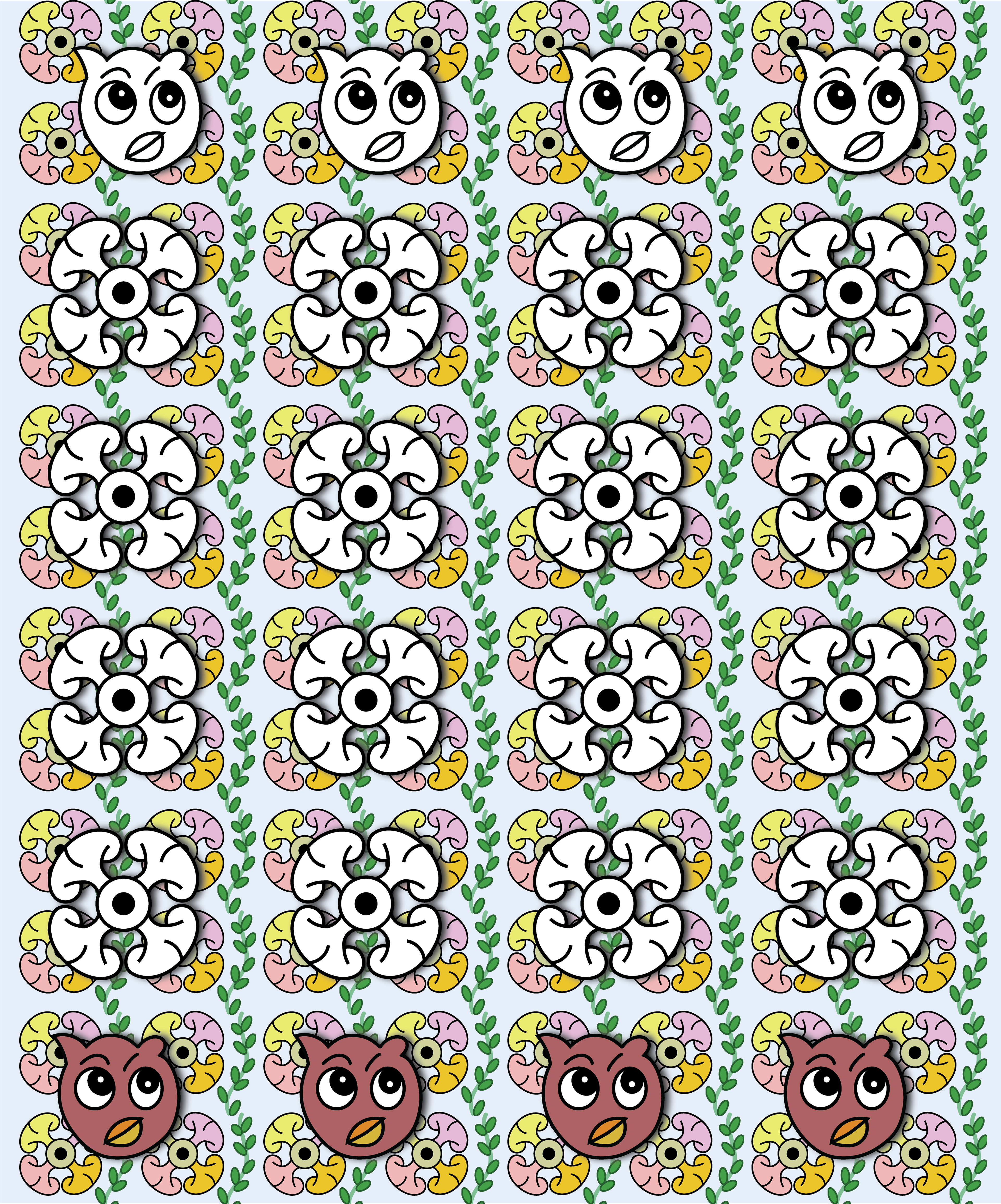 Night Animal Flowers, Digital Art, Pattern 5, 2025