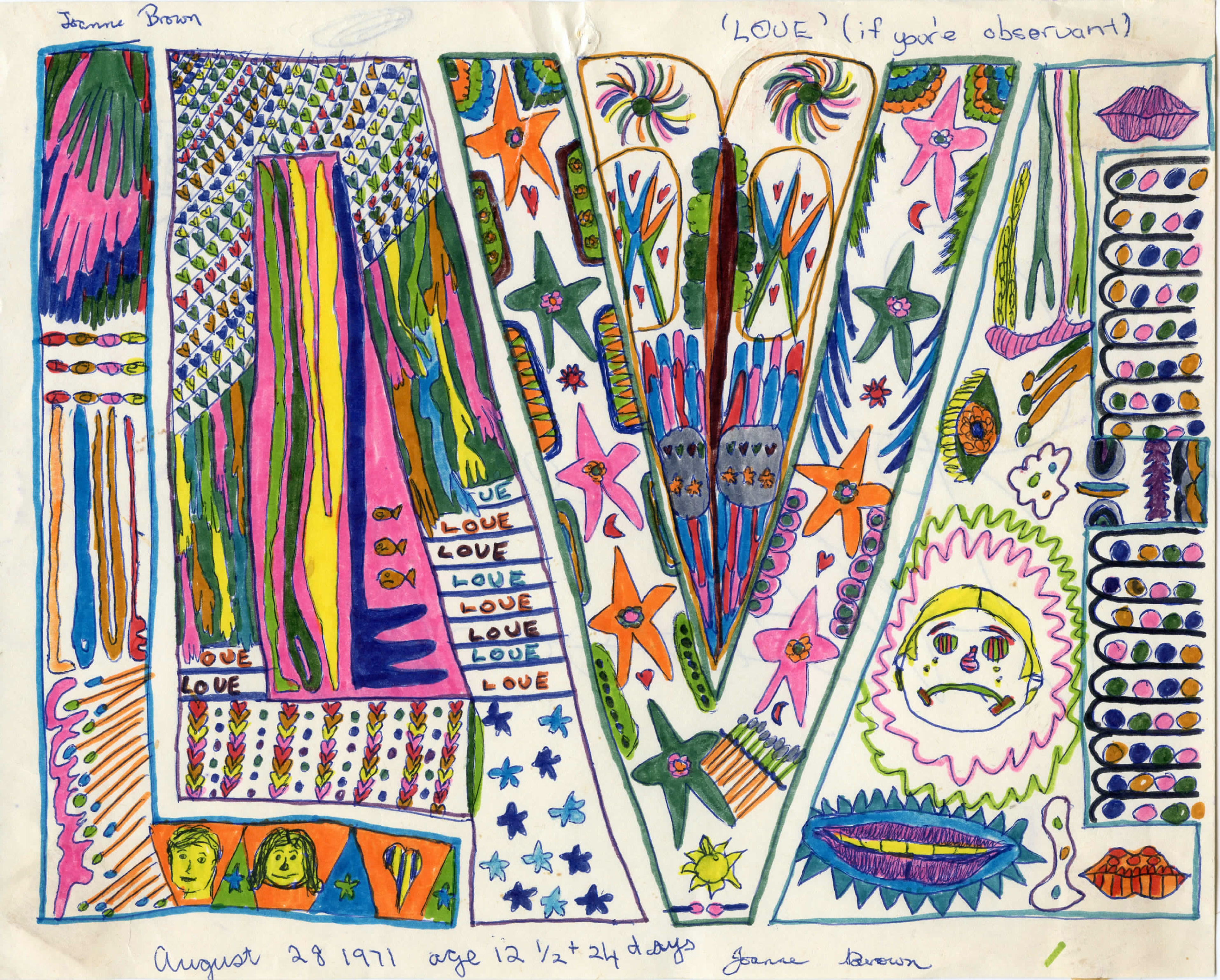 Love Letters # 1, original magic marker, August 28, 1971