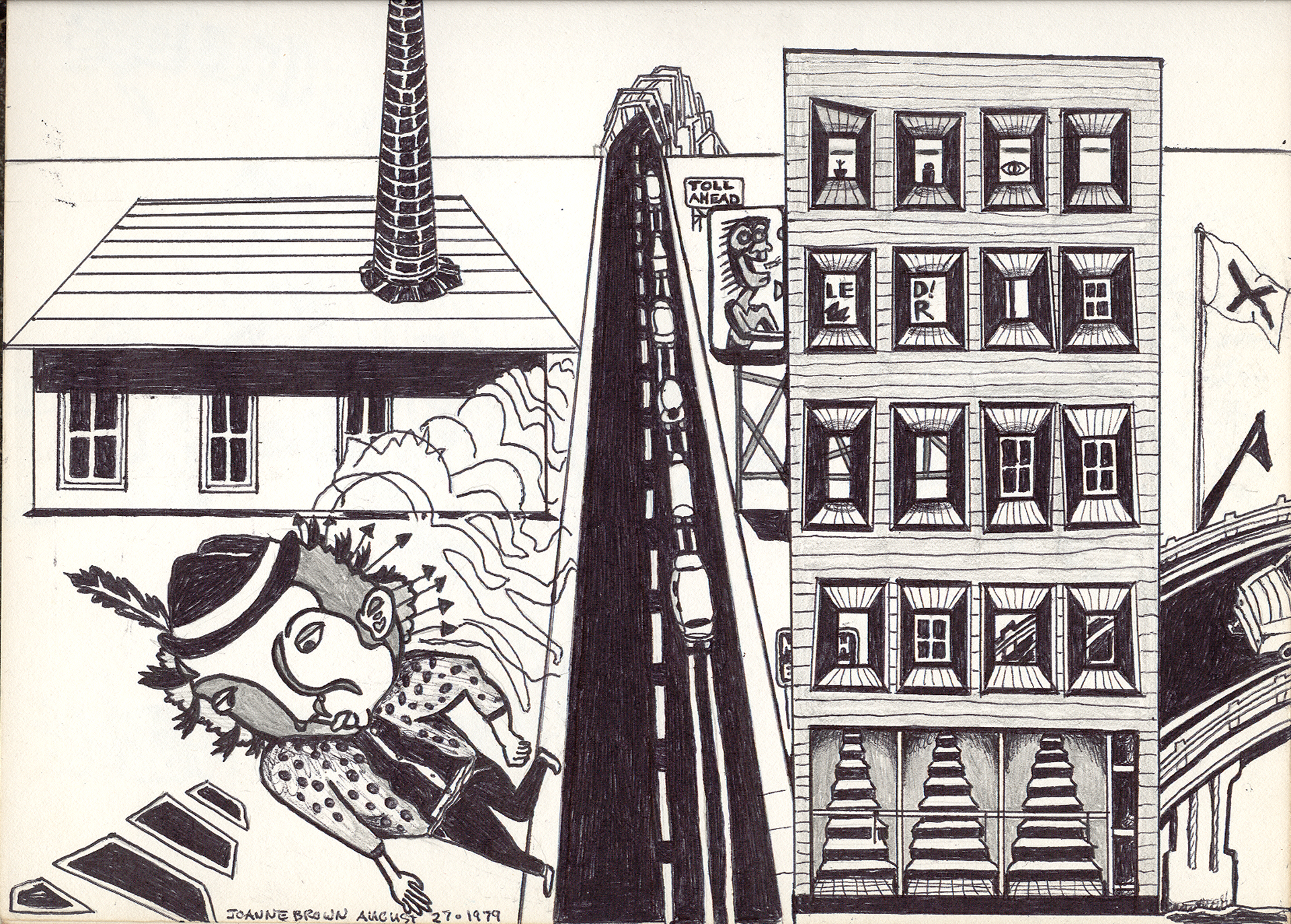 Toll Ahead, Pen and Ink, Pencil, 1979