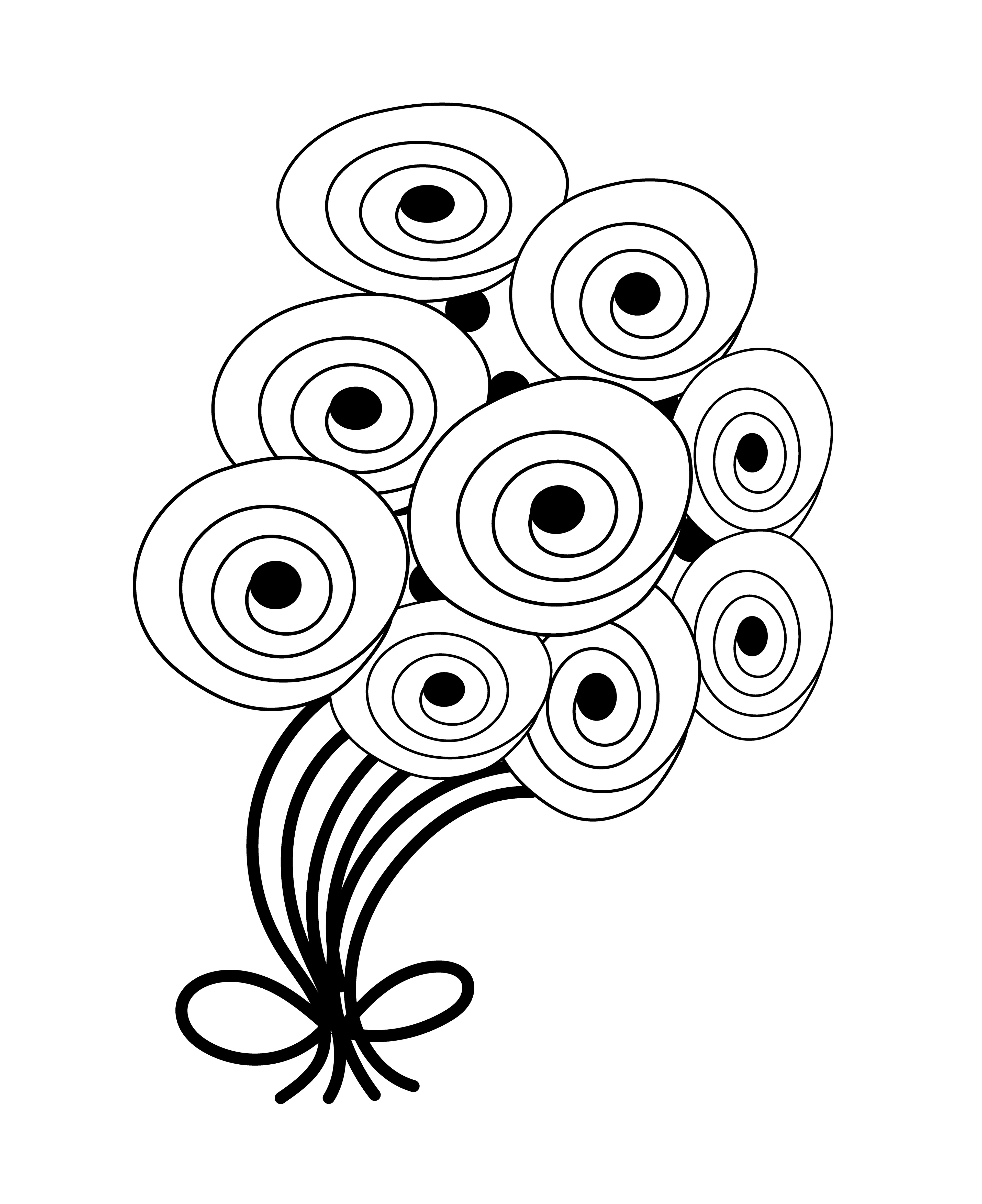 Flower Balloon Bouquet, Vector Drawing, 2022