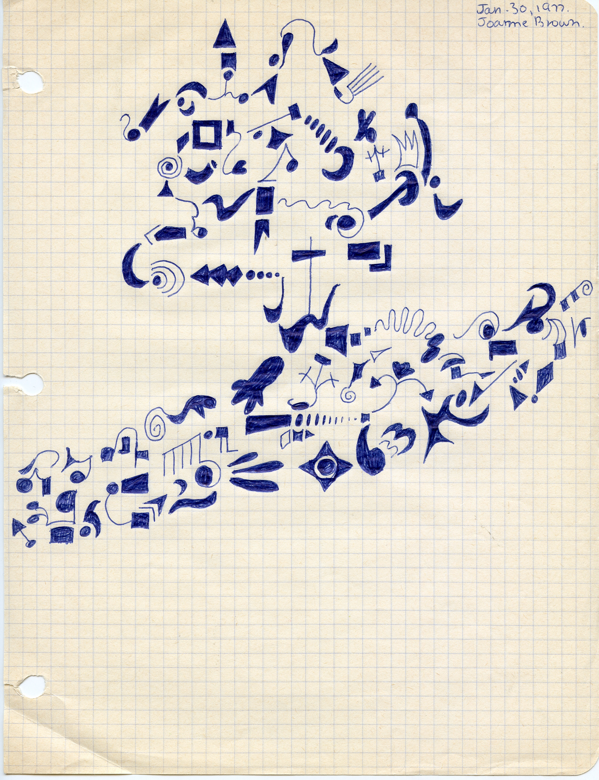 Landslide, Ballpoint Pen on Graph Paper, 1977