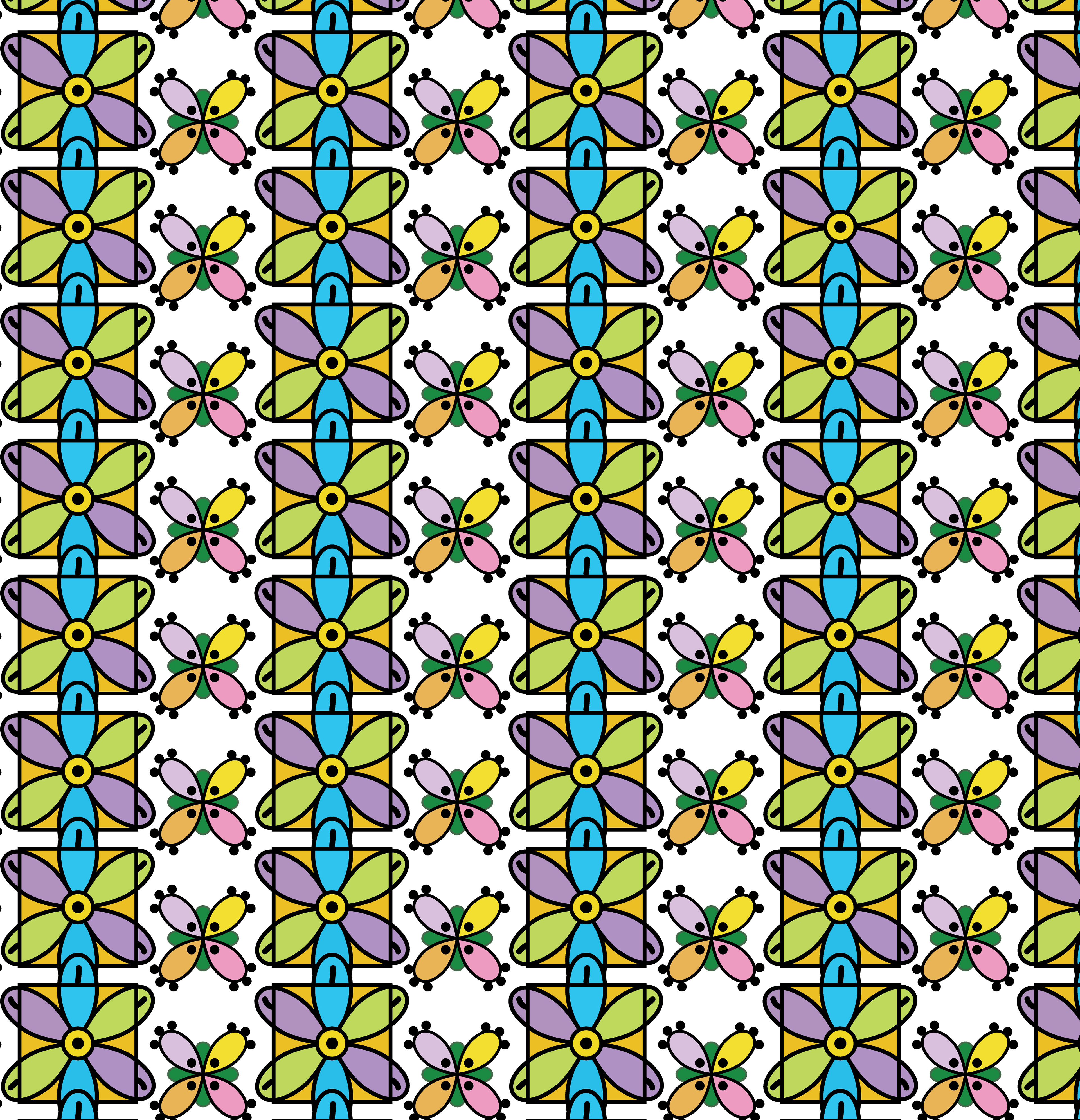 Flower Squares, Digital Art, Pattern 3, 2024