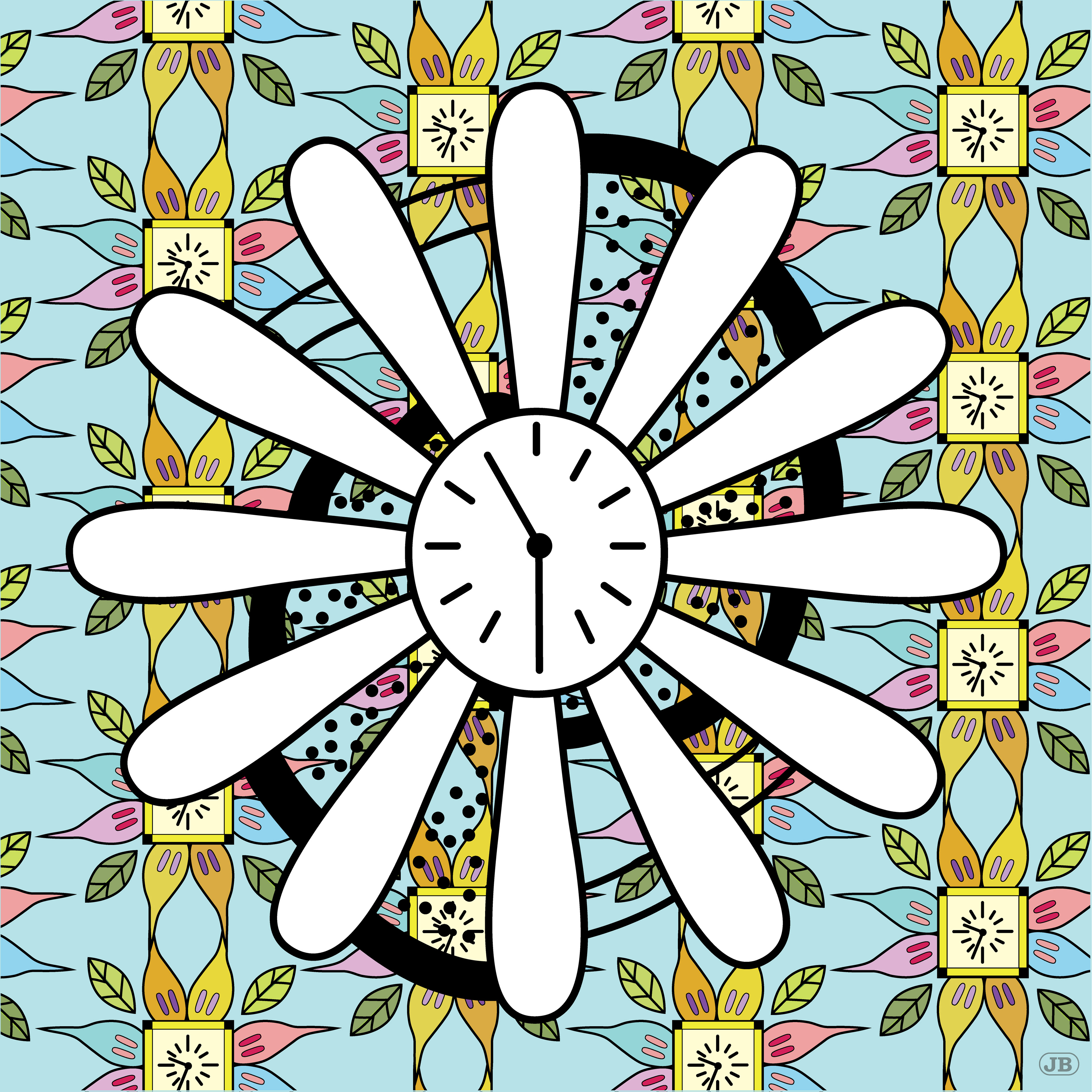 Flower Clocks, Digital Art, Version 3, 2025