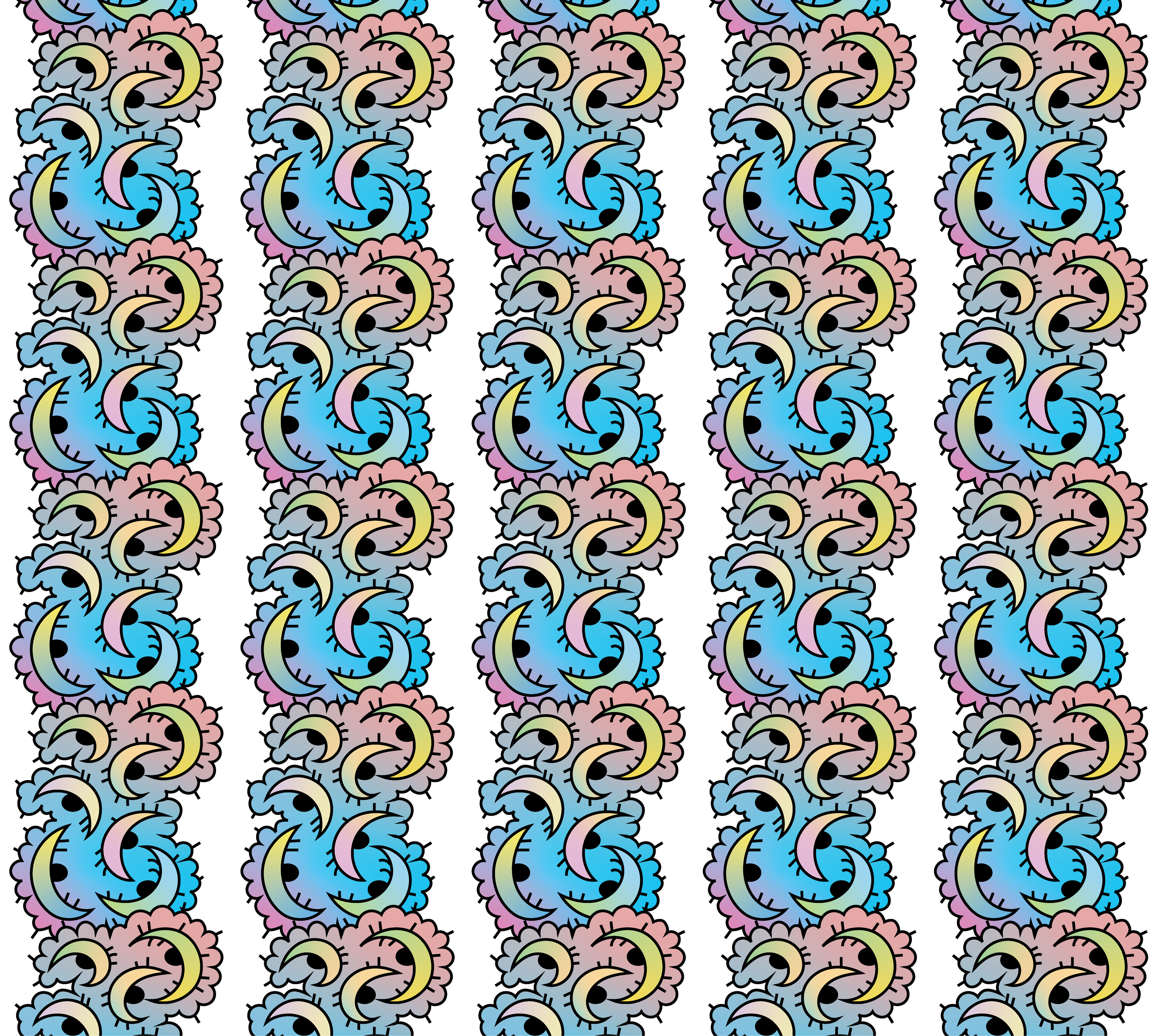Cloud Moons, Digital Art, Pattern 1, 2020