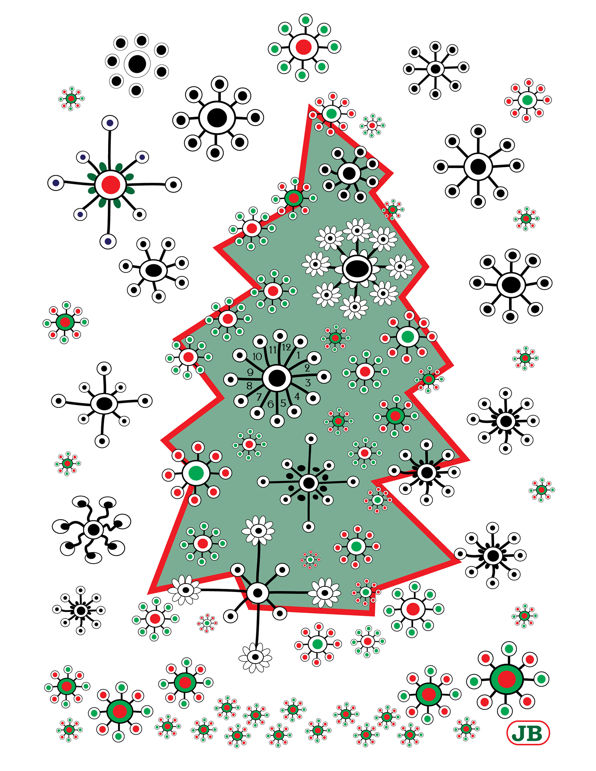 Christmas Tree Clock, Digital Art, 2011