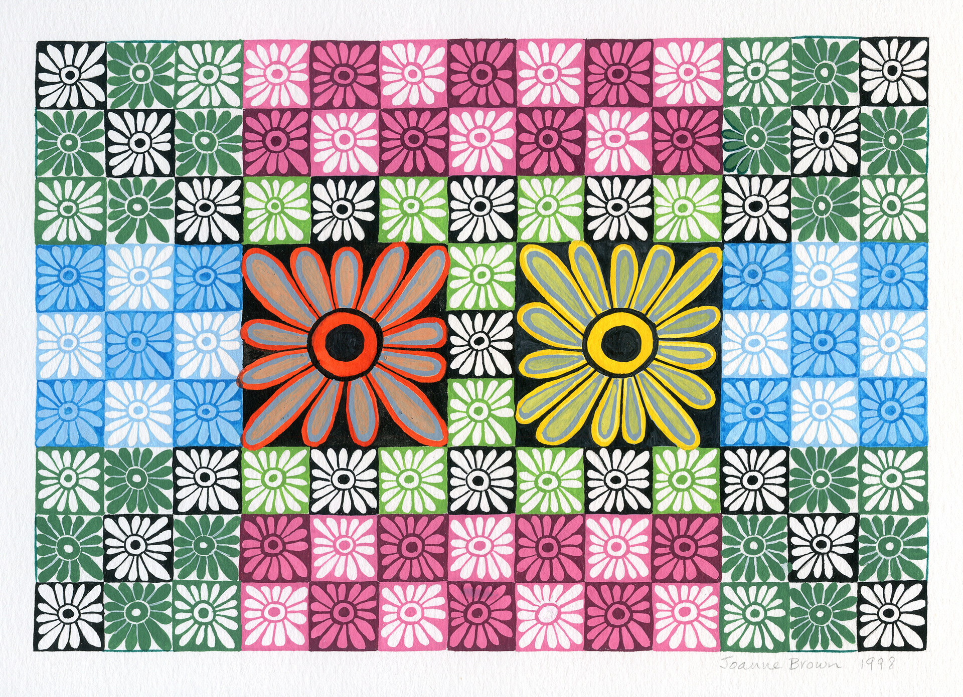 Flower Quilt, Watercolor on Paper, 1998