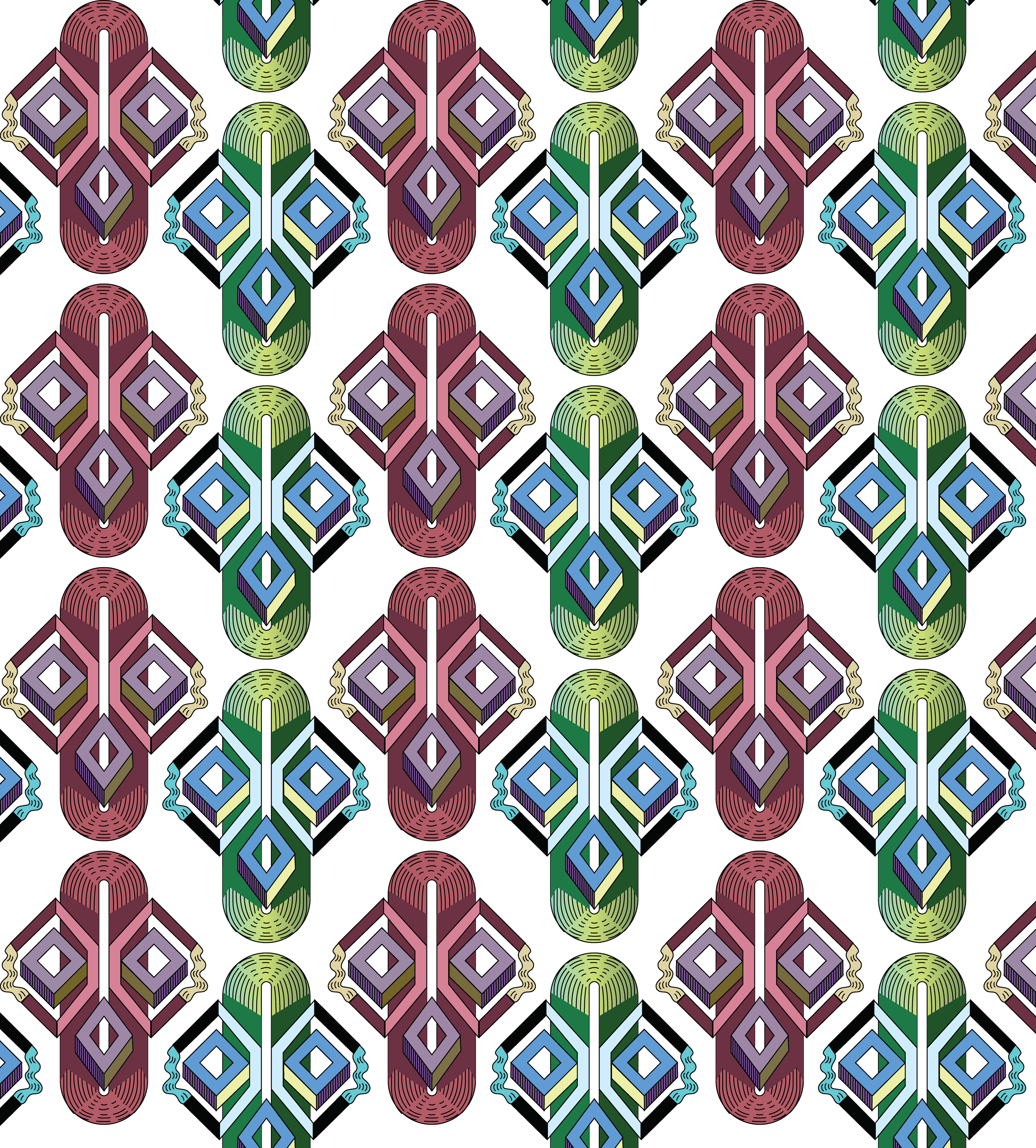 Race Track Triad, Digital Art, Pattern 3, 2025