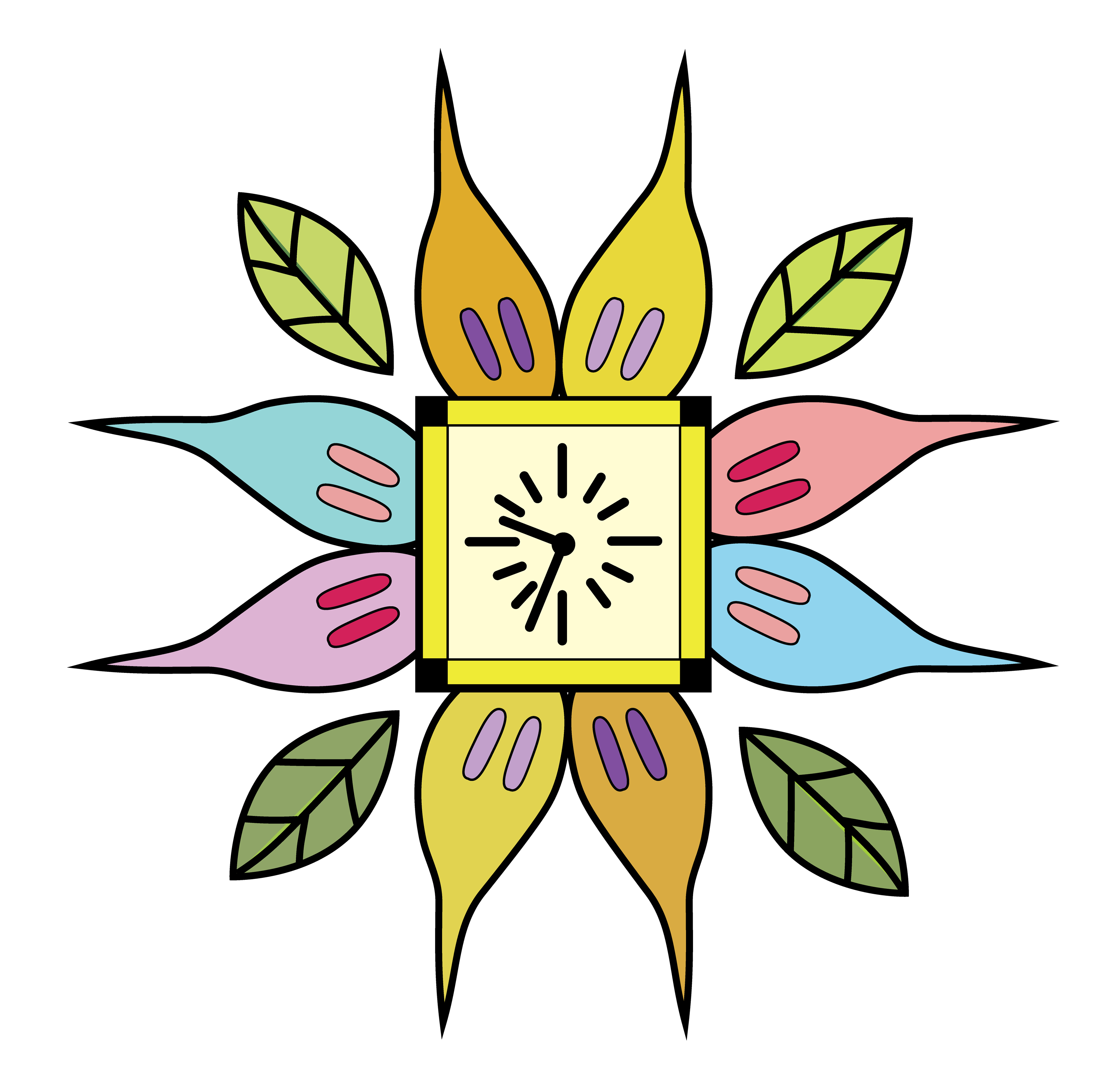 Flower Clock, Vector Drawing 4, 2025