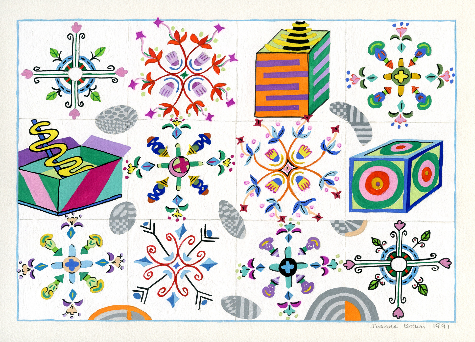 Toy Garden, Watercolor Painting, 1991