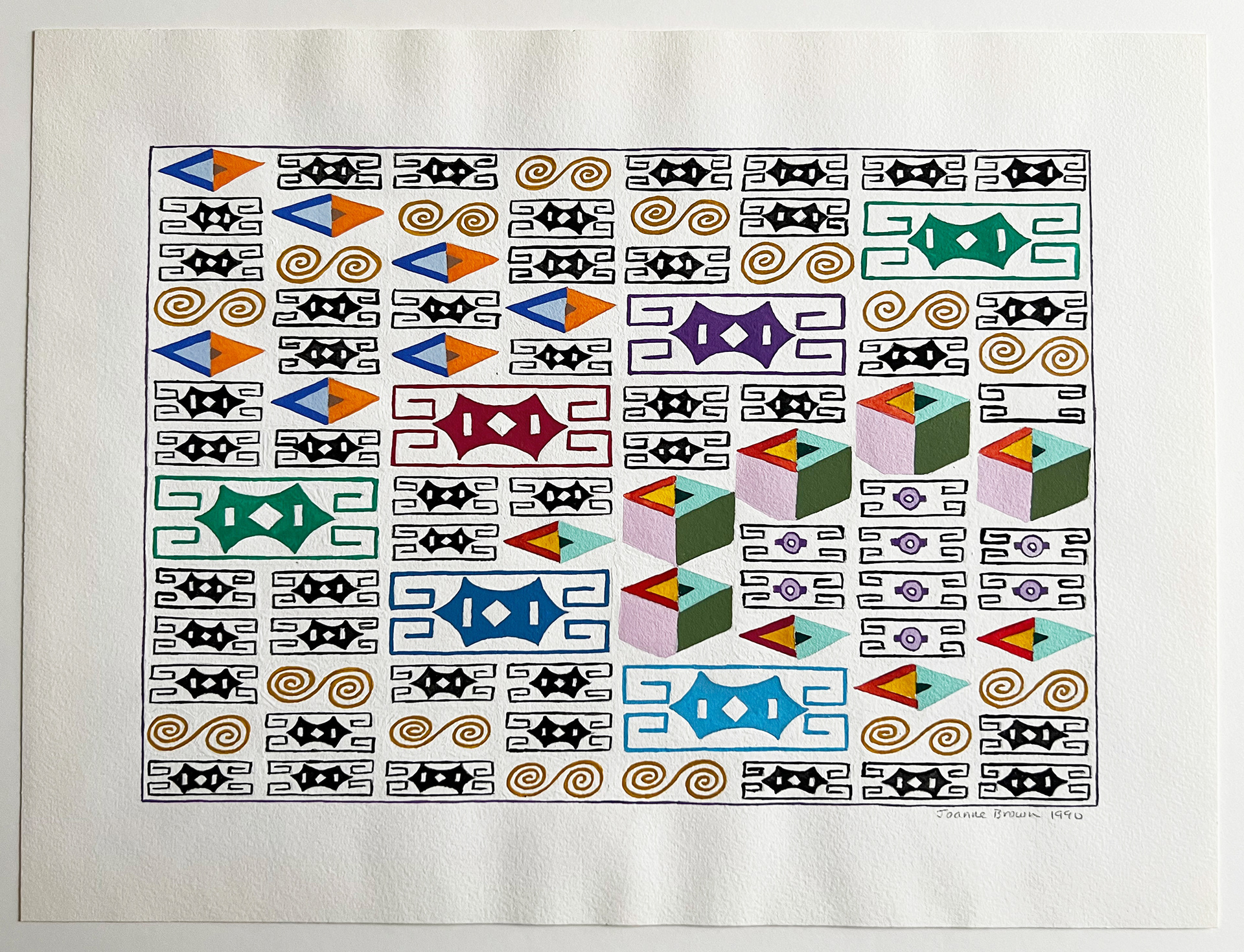 Ornament Grid, Watercolor on Paper, 1990