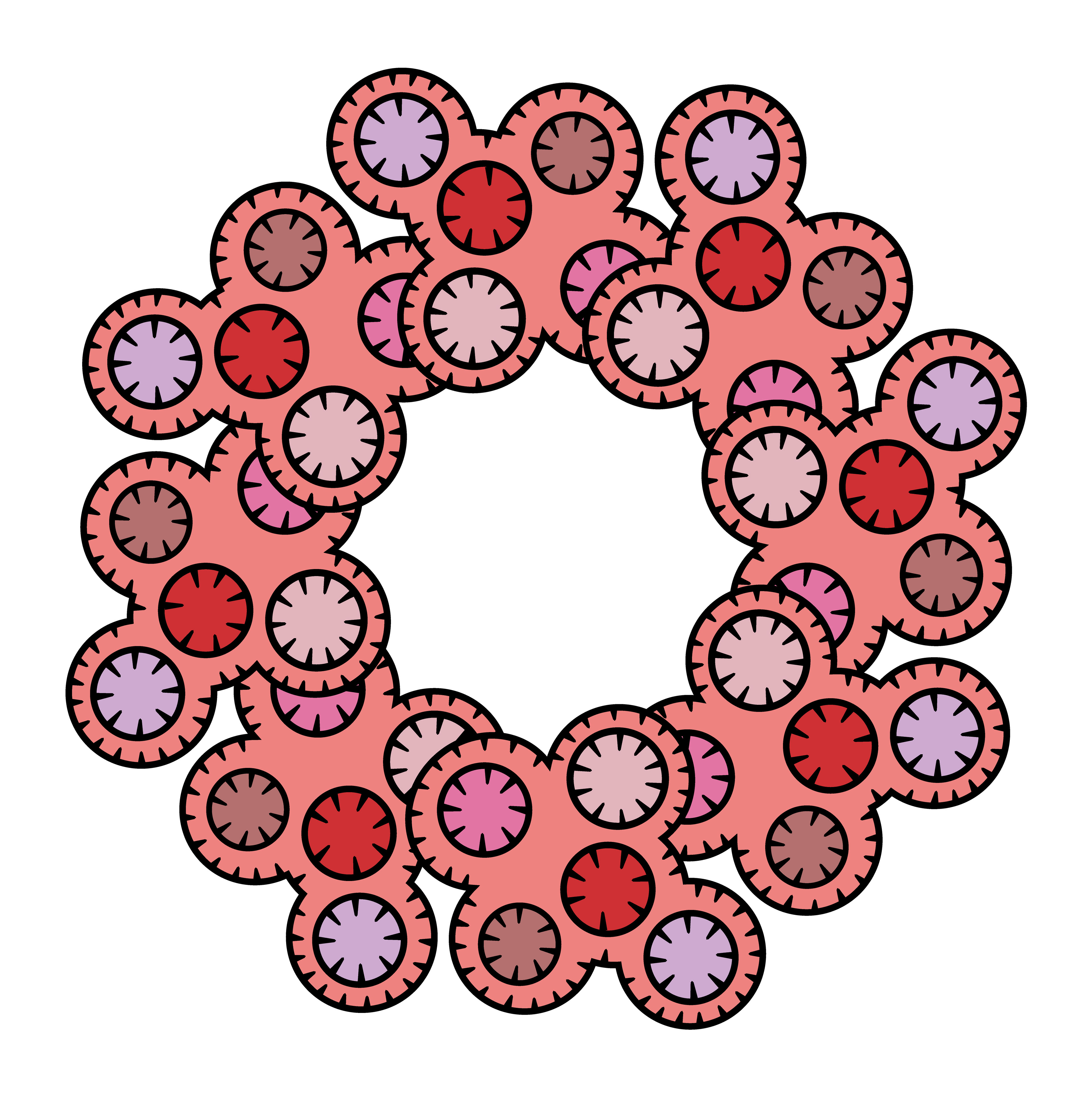 Interlocking Disks, Digital Art, Radial 2, 2025