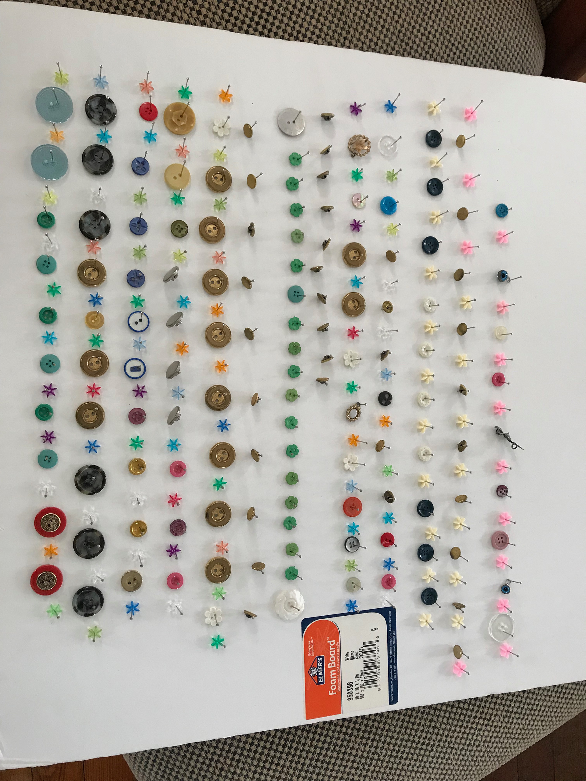 Buttons and Beads Prep for Powder Room Curtain, 2018