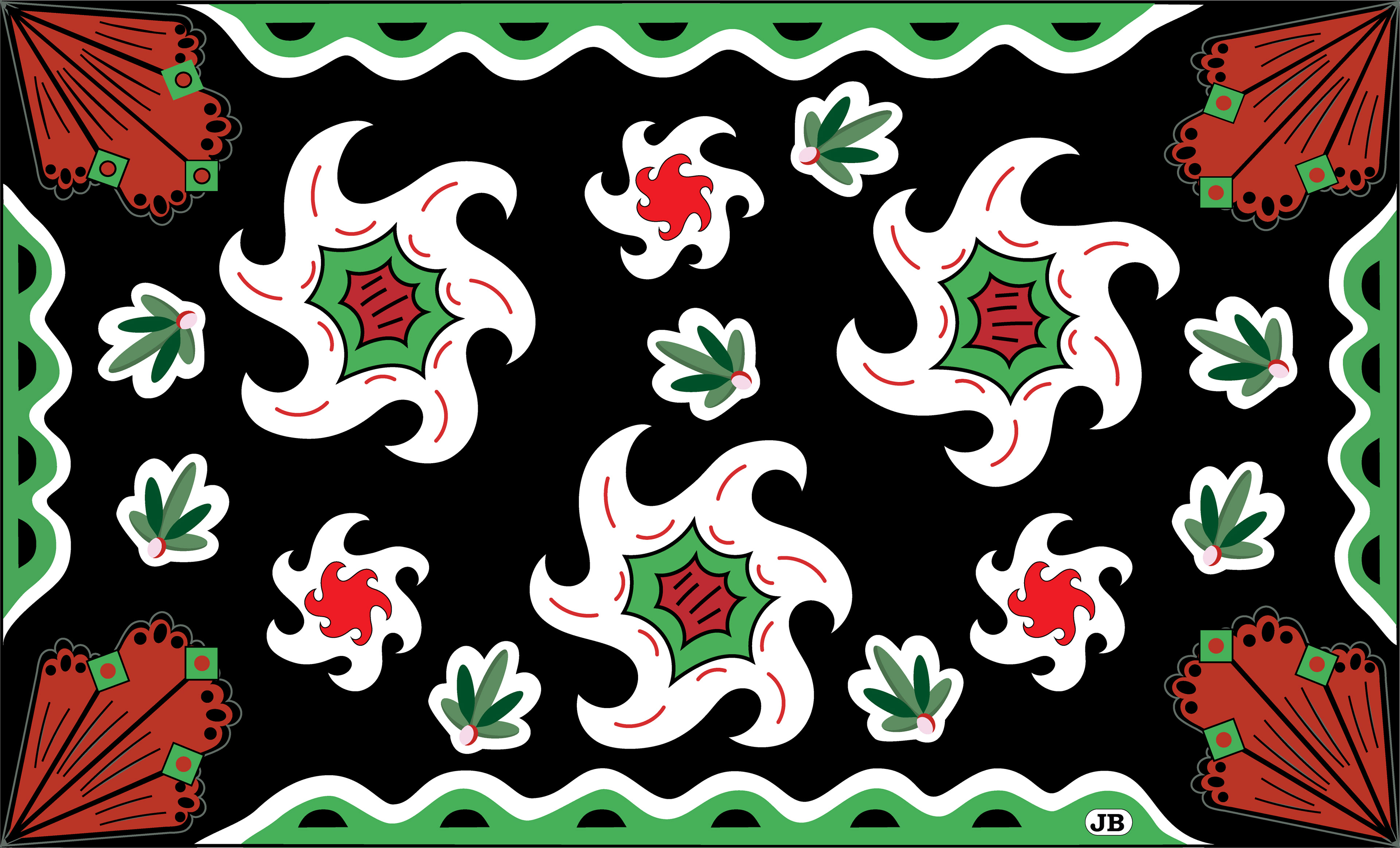 Christmas Night Poinsettias, Digital Art, 2022