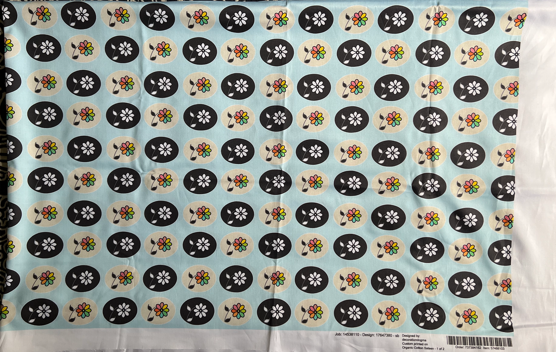 Flowergram Pattern printed onto fabric, 2024