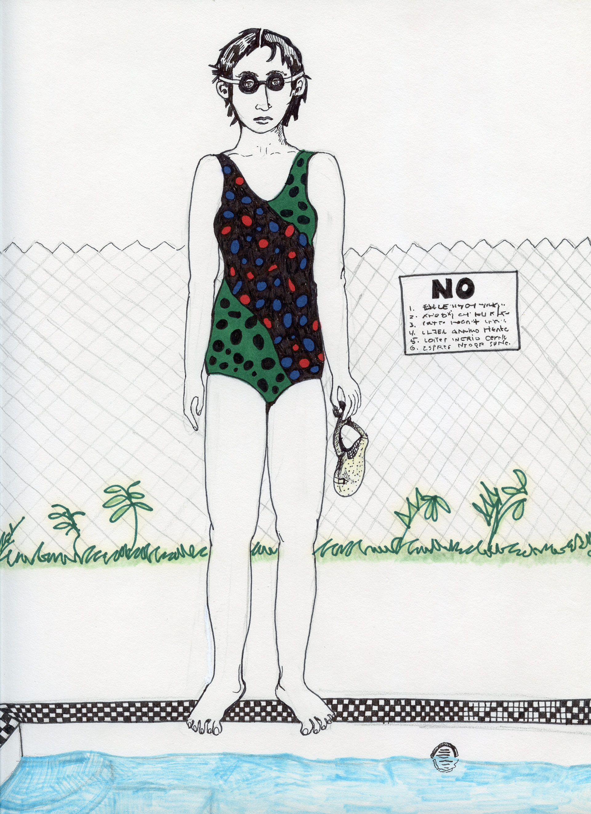 Ready To Swim, Magic Marker on Paper, 1982