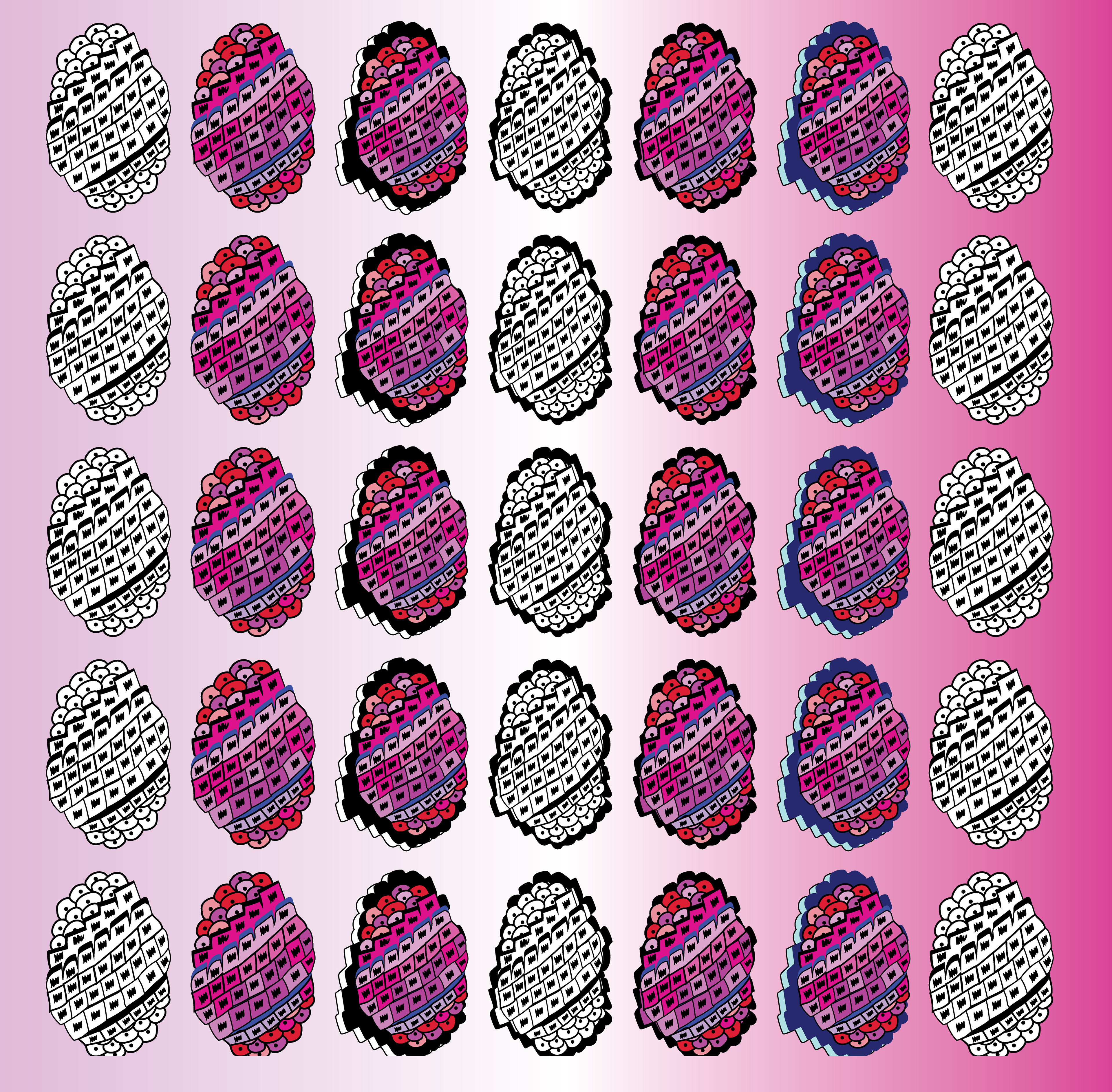 Drupelet Cluster, Digital Art, Pattern 1, 2025