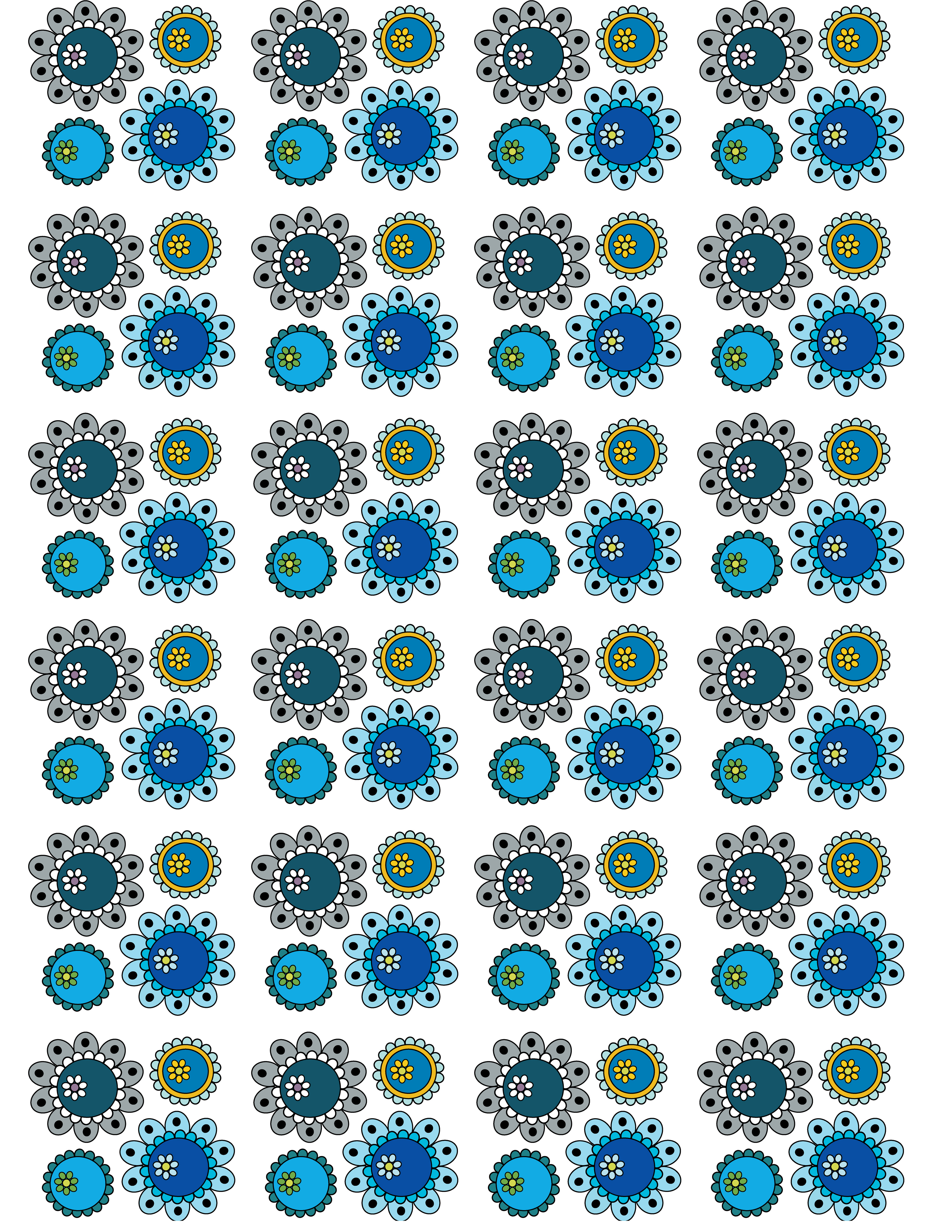 Flower Gems, Digital Art, Pattern 2, 2025