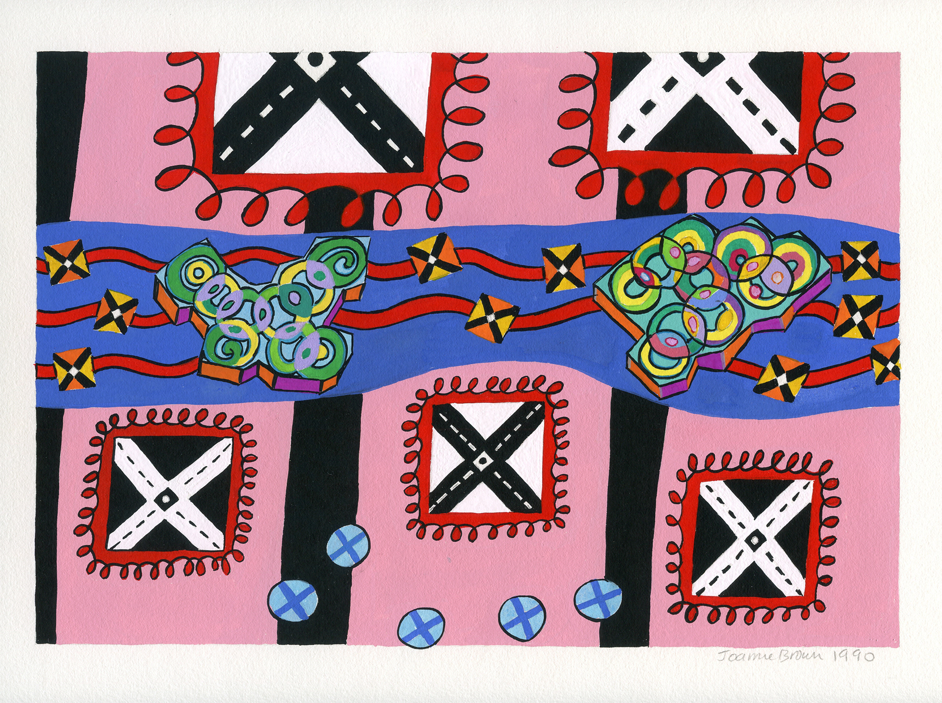 X Traffic - Watercolor on paper, 10" x 7", 1990