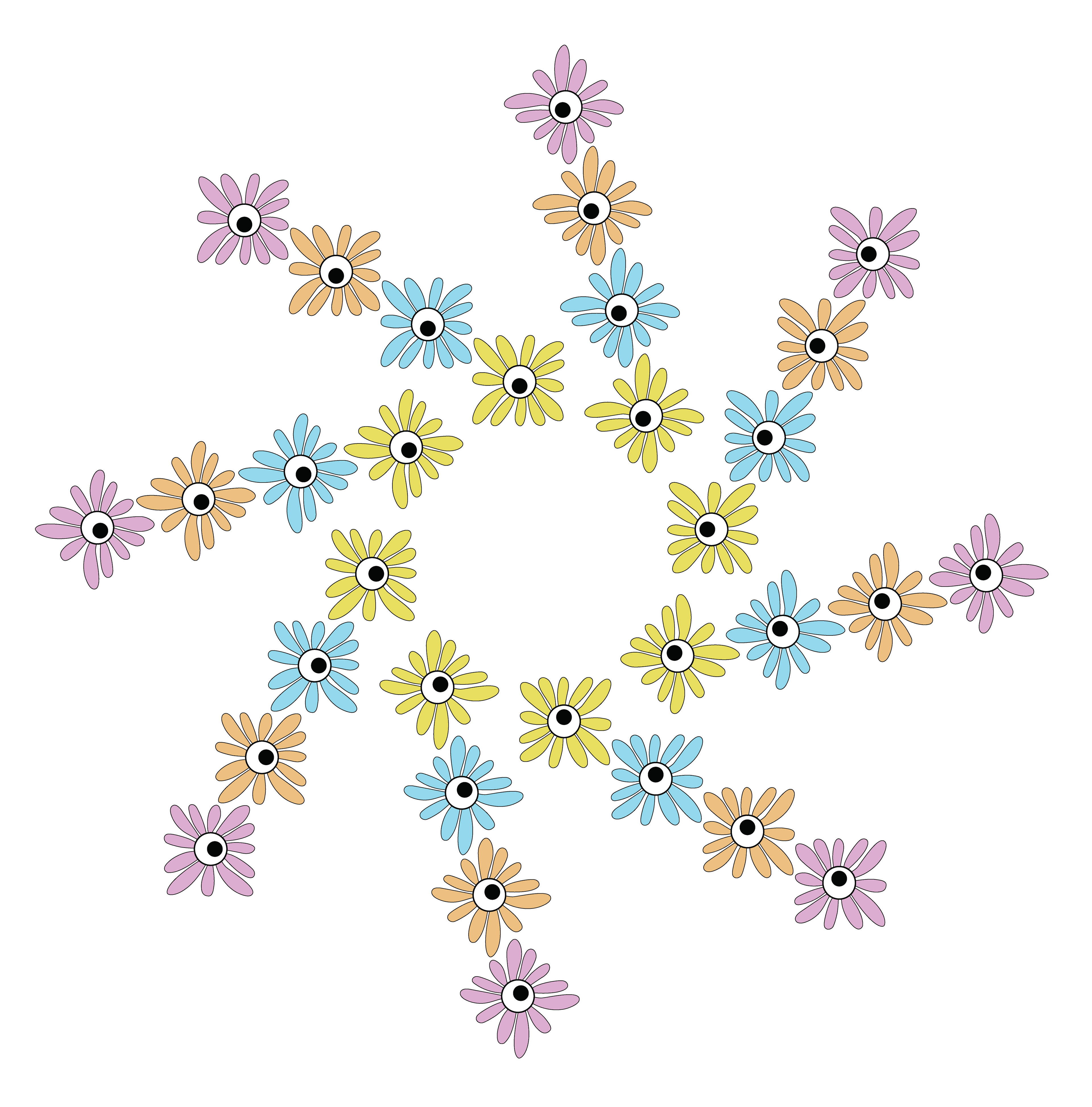 Flower Quilt Pattern, Digital Art, Radial, 2025