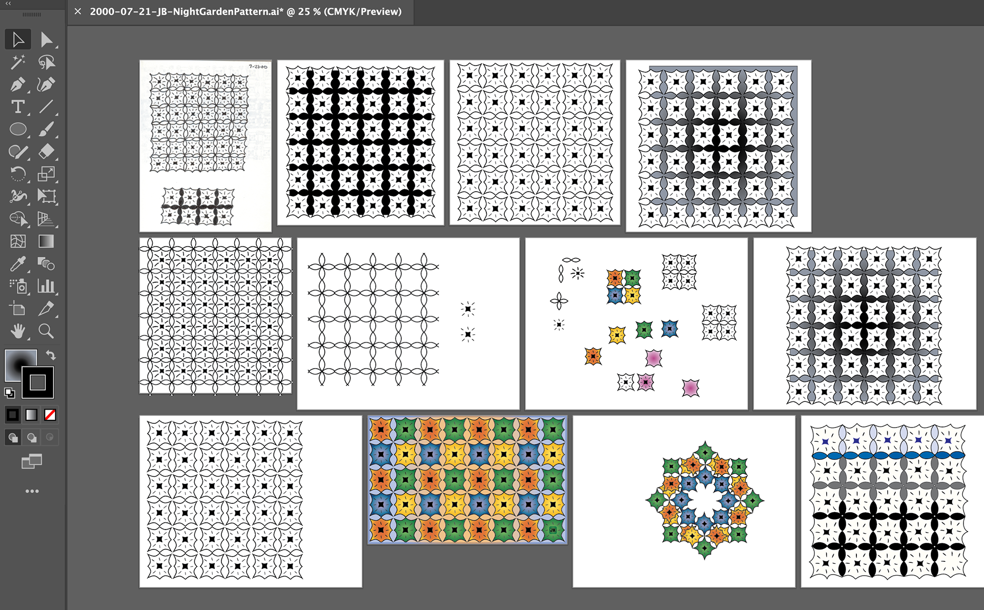Night Garden Pattern, Illustrator ArtBoard, 2023