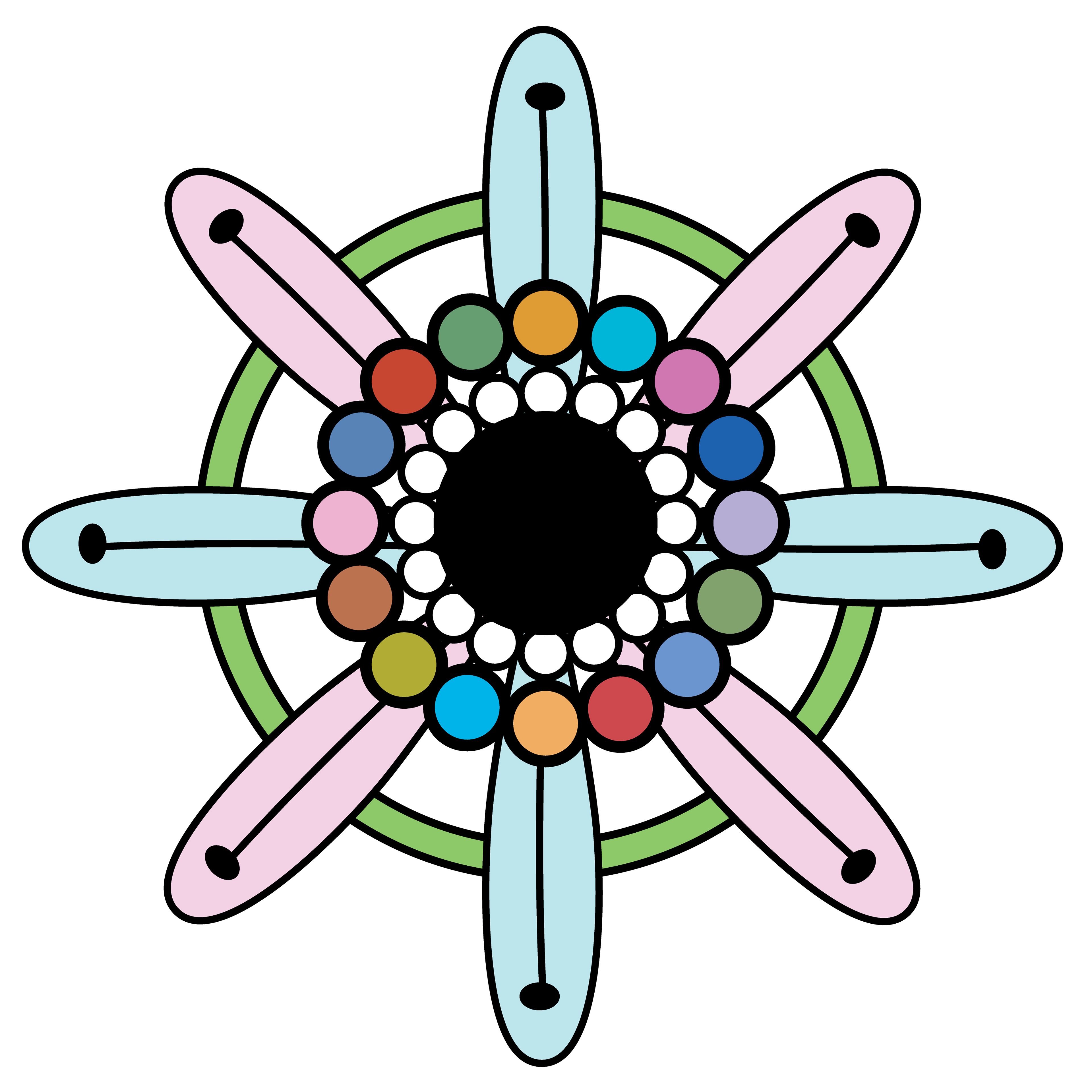 Rainbow Jewel Flower, Digital Art, Radial 1, 2025