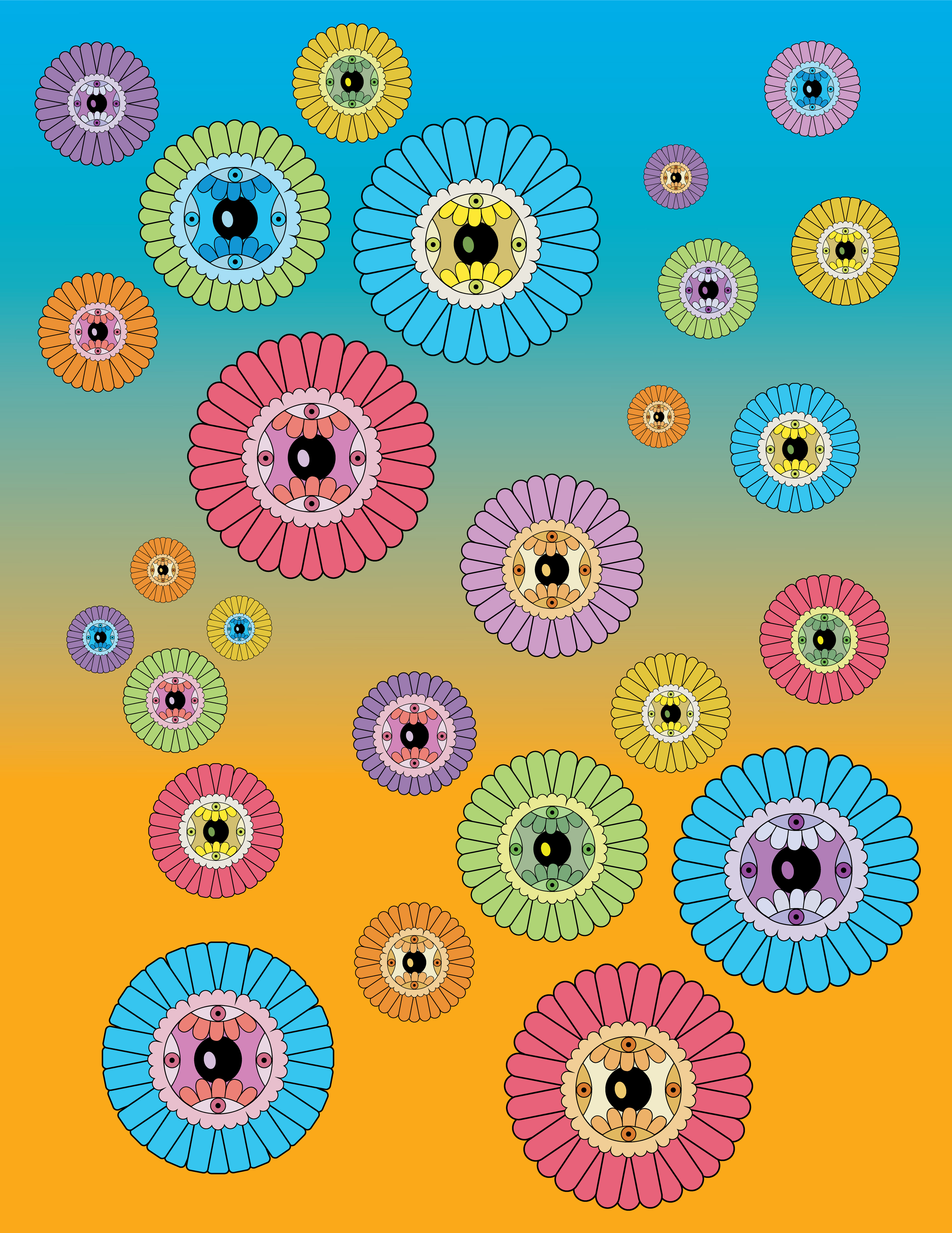 Glass Eye Flower, Digital Art, Pattern 2, 2025