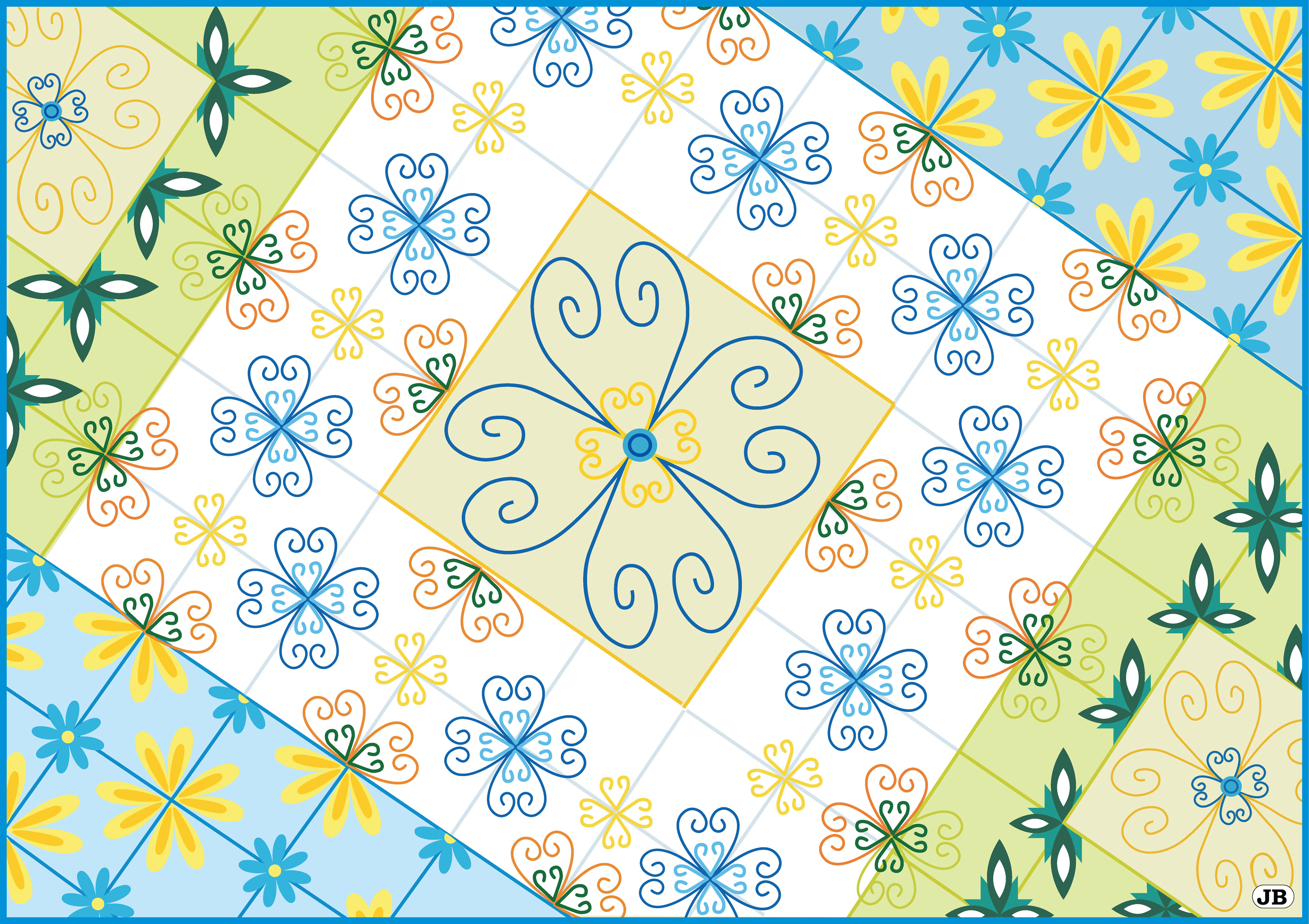 Flower Tiles, digital art, 2021