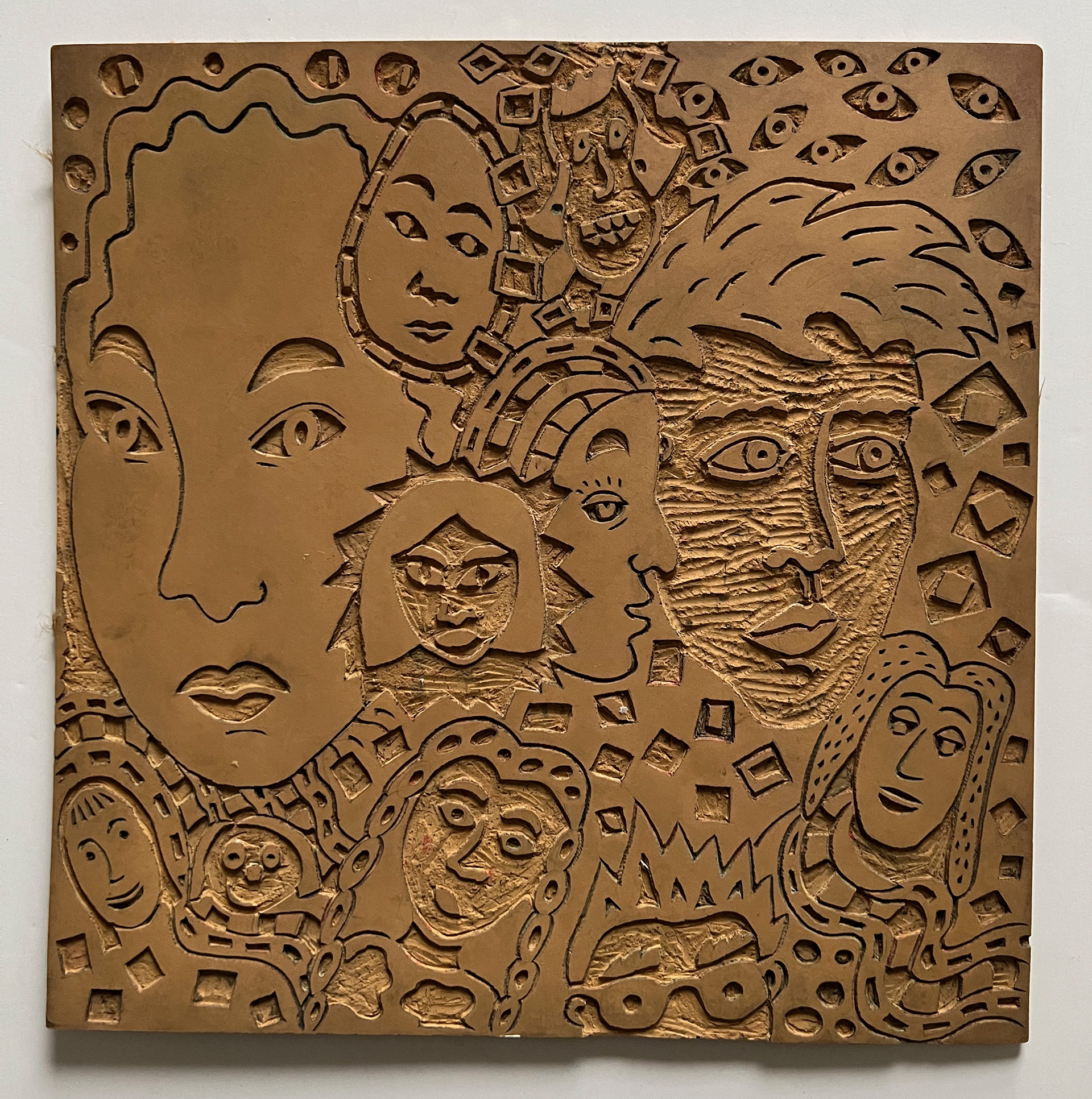 Women Faces, Linoleum Cut, 1991