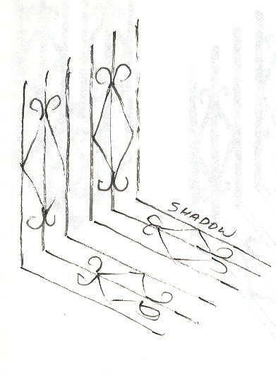 Drawing for Quilted Iron Railings, Pen and Ink, 1998
