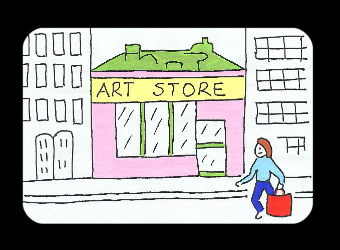 Linoleum Block Printing Slide - Getting Supplies at the Art Store