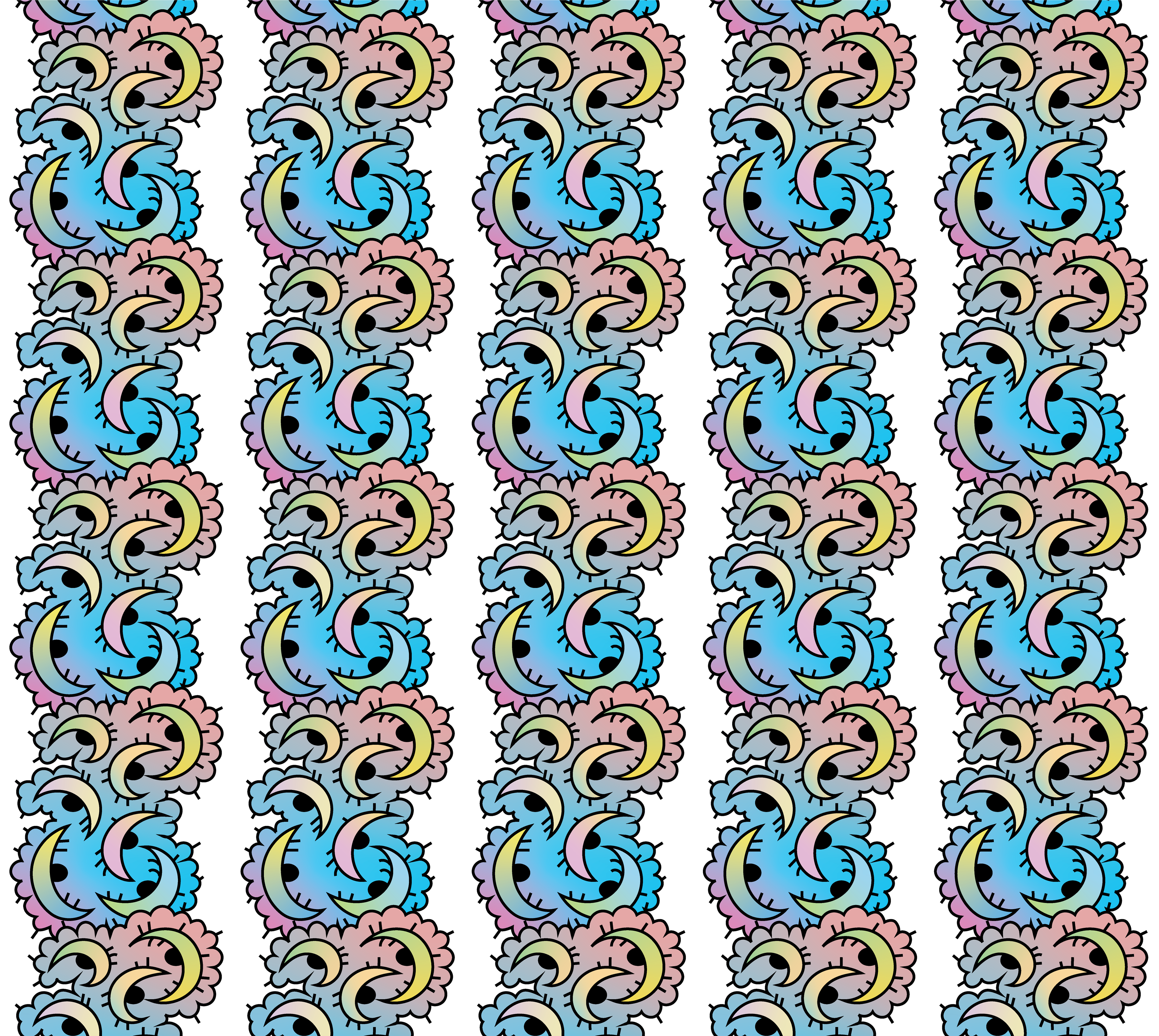 Cloud Moons, Digital Art, Pattern 2 2020