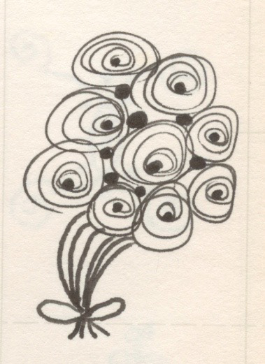 Flower Balloon Bouquet, Pen and Ink on Paper, 2002