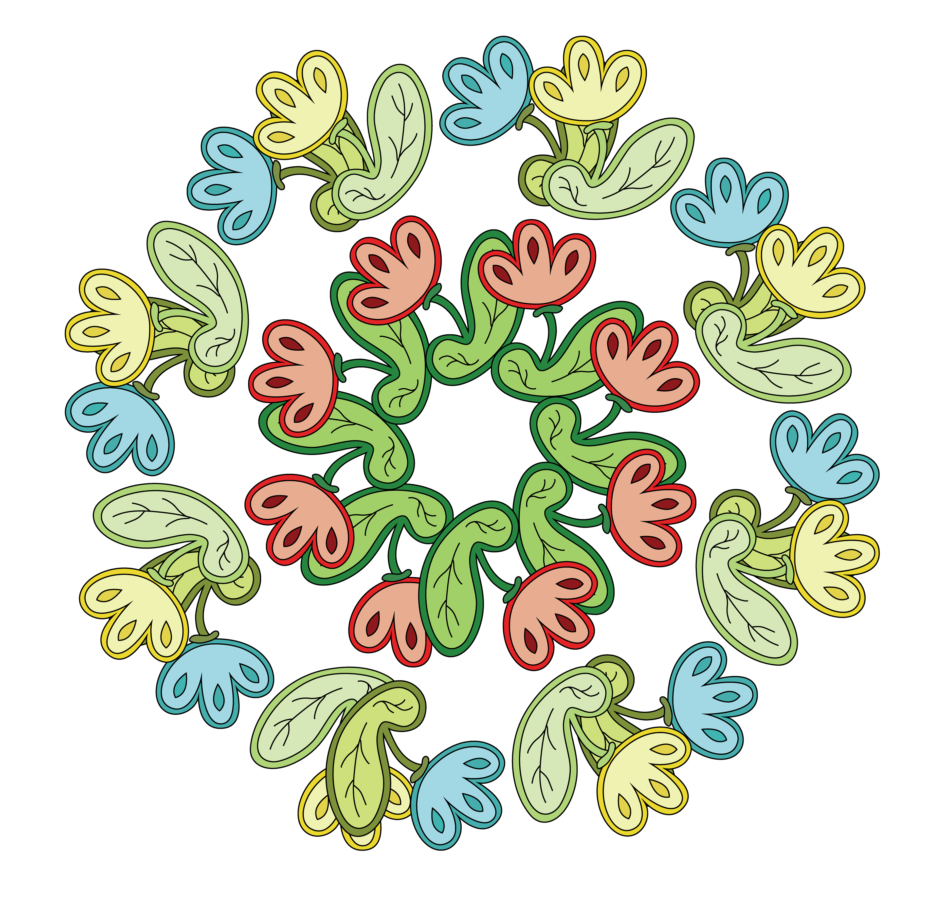Flower Decals, Digital Art, Radial, 2025