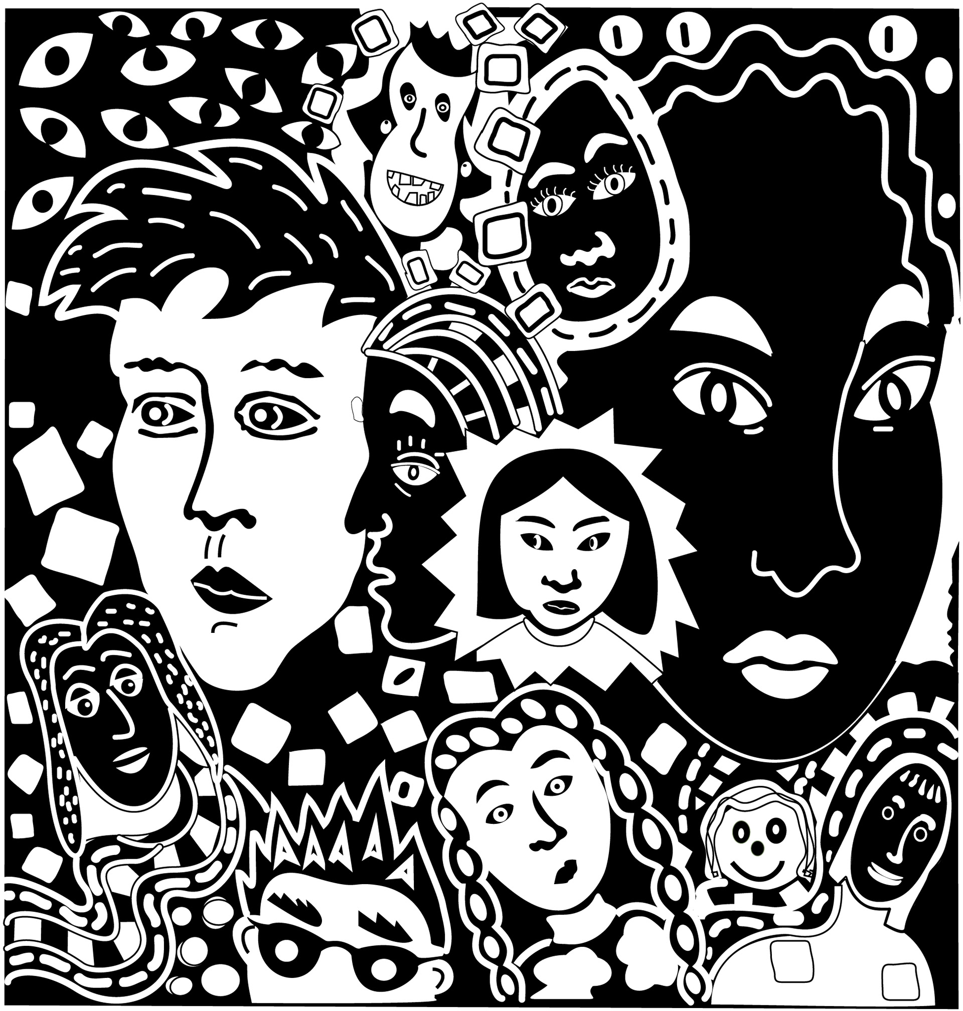Women Faces, Coloring Card version 1, 2006