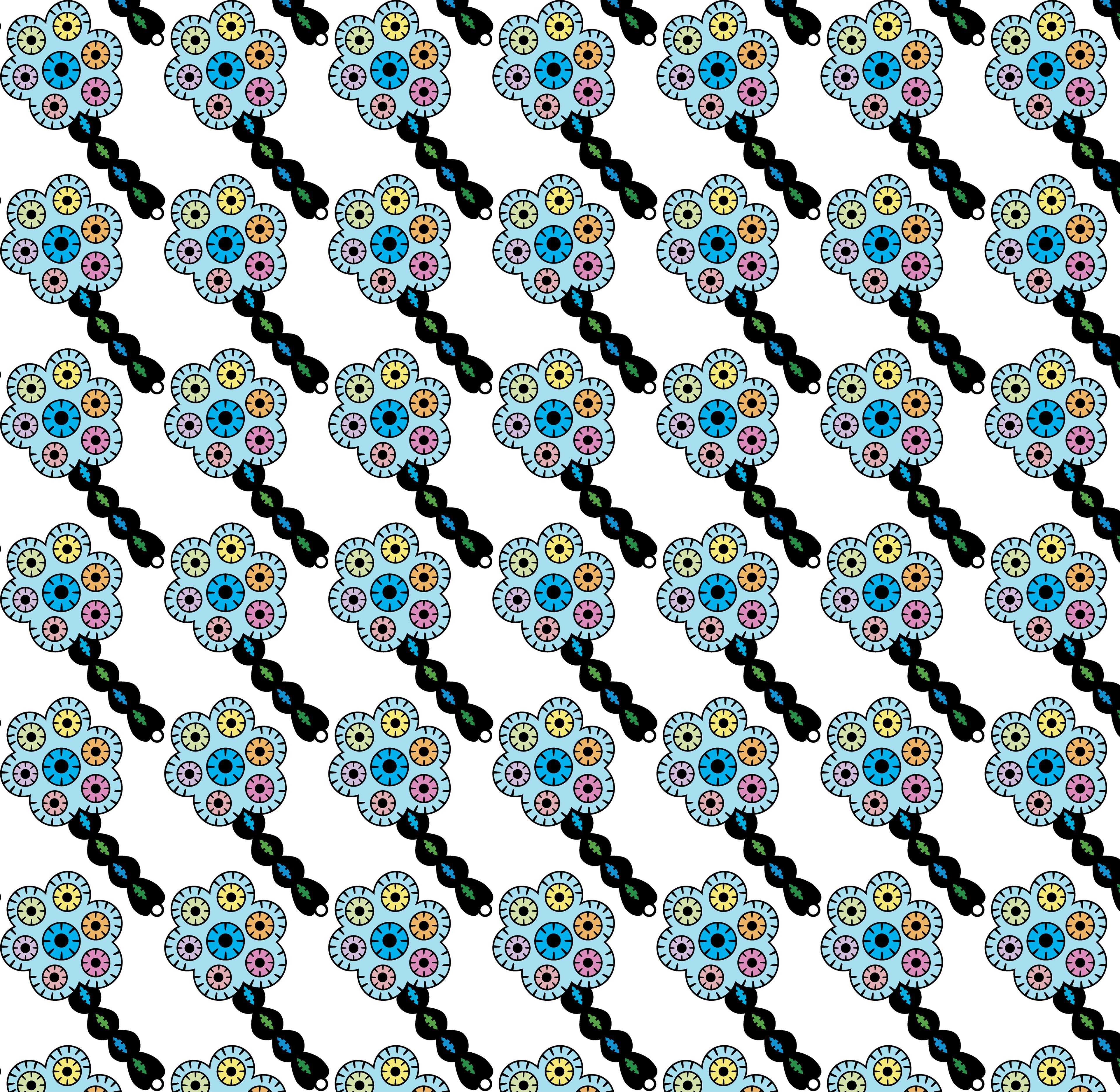 Interlocking Disk Daisies, Digital Art, Pattern 3, 2025