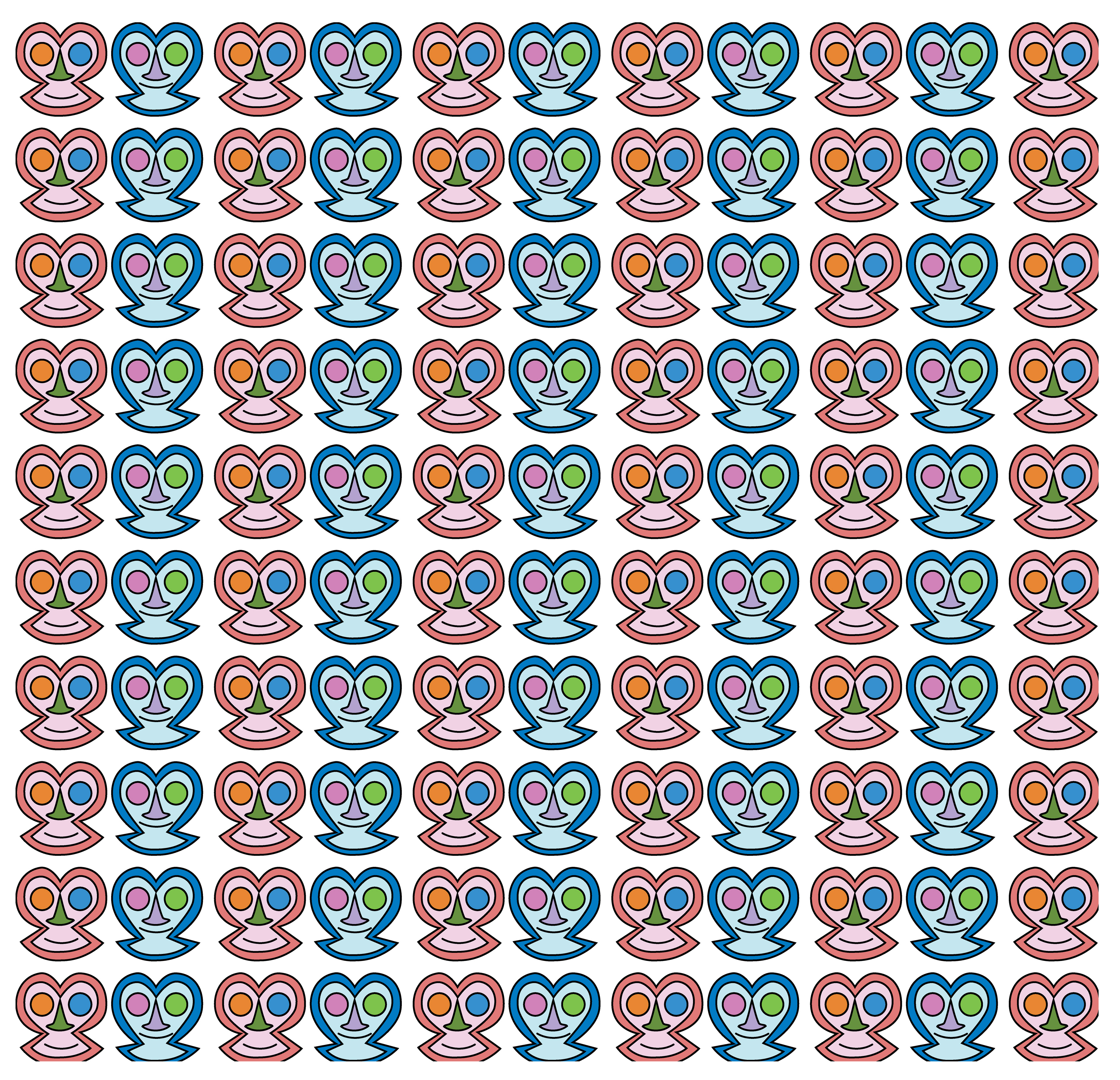 Face Flower, Digital Art, Pattern 3, 2020