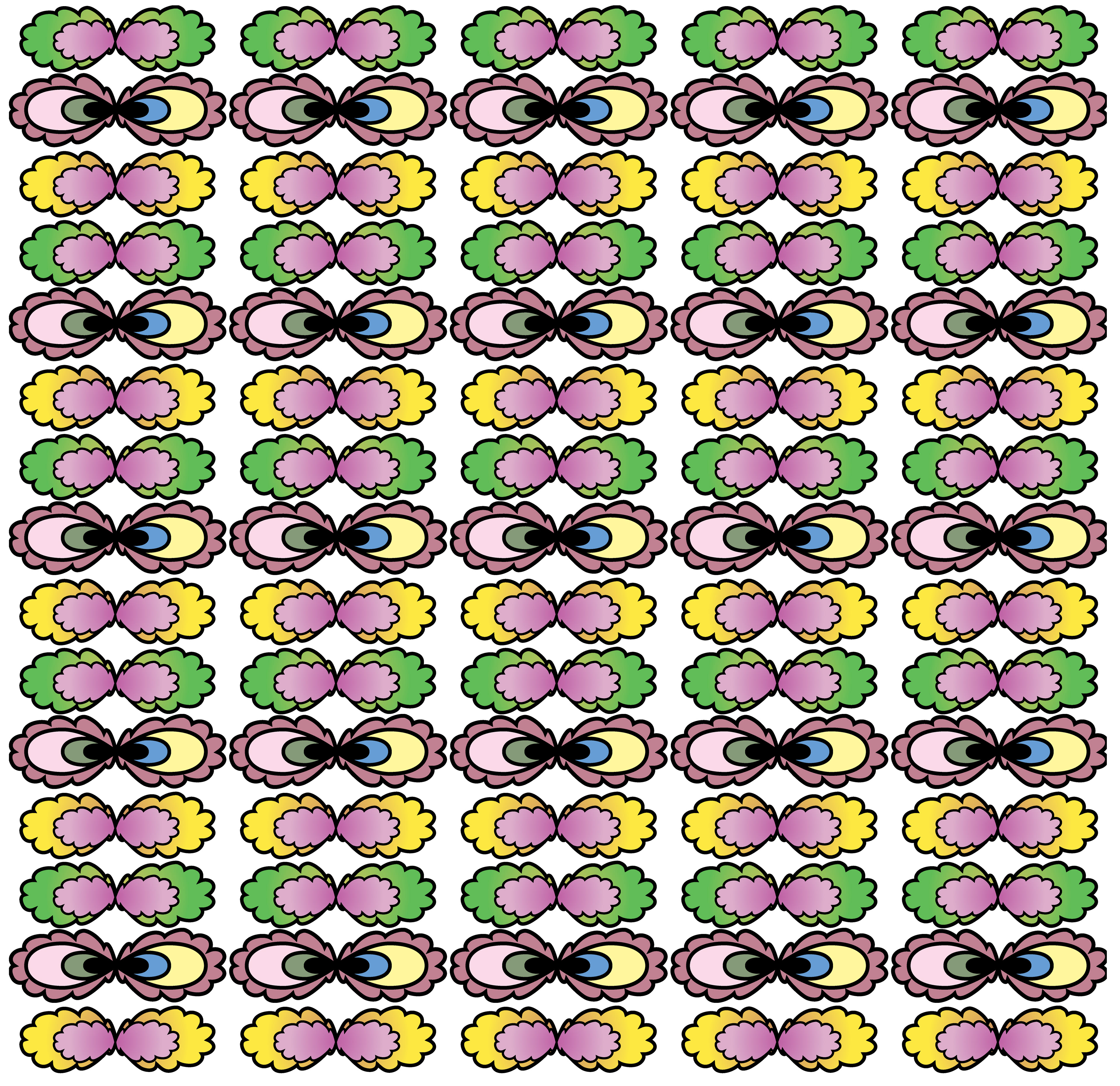 Cross-Eyed Flowers, Digital Art, pattern 1, 2024