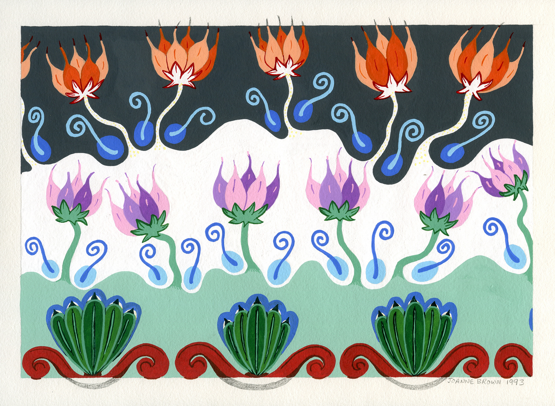 Fire Flowers, Watercolor and Pencil on Paper, 1993