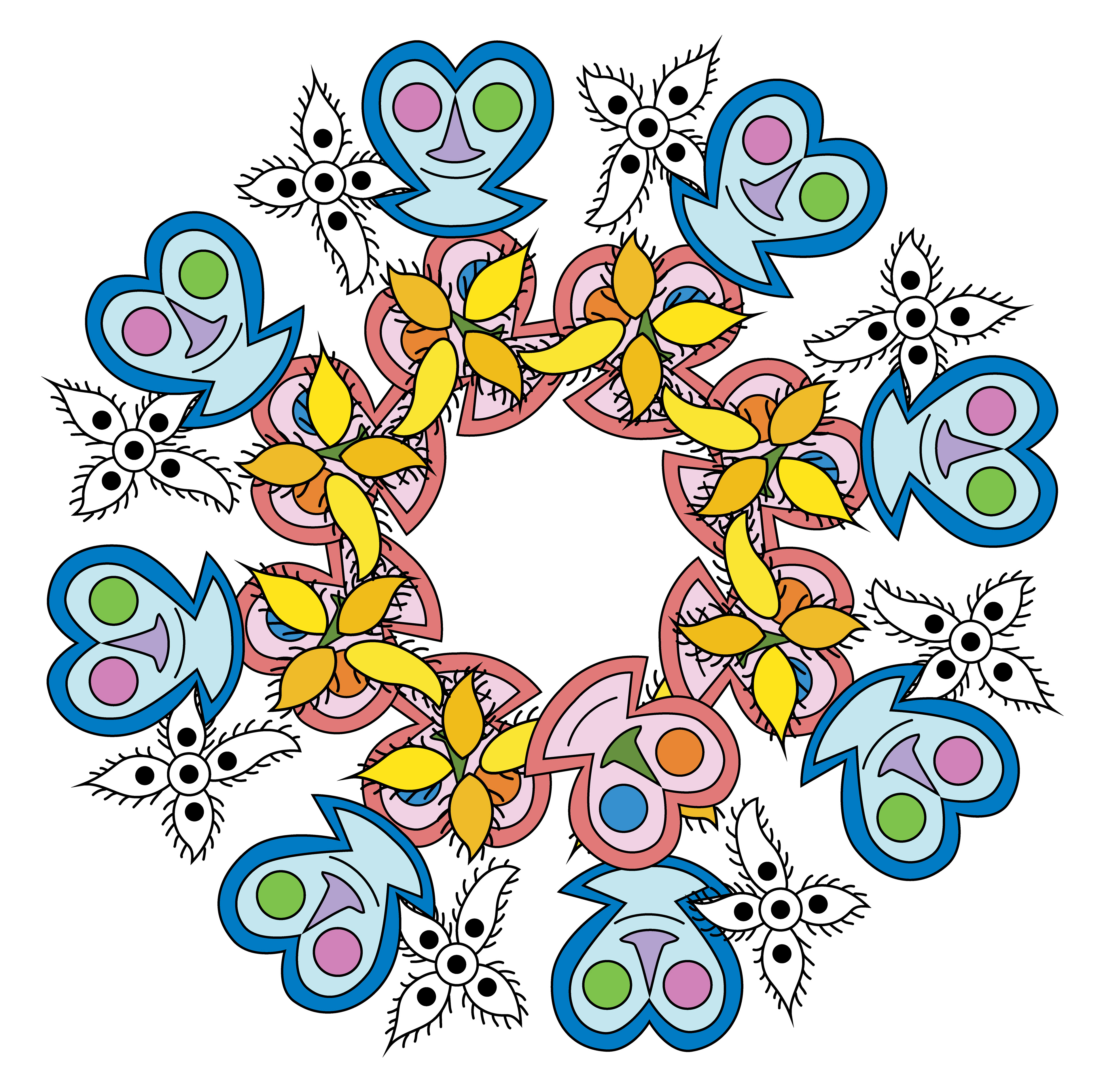 Face Flower, Digital Art, Radial 2, 2020