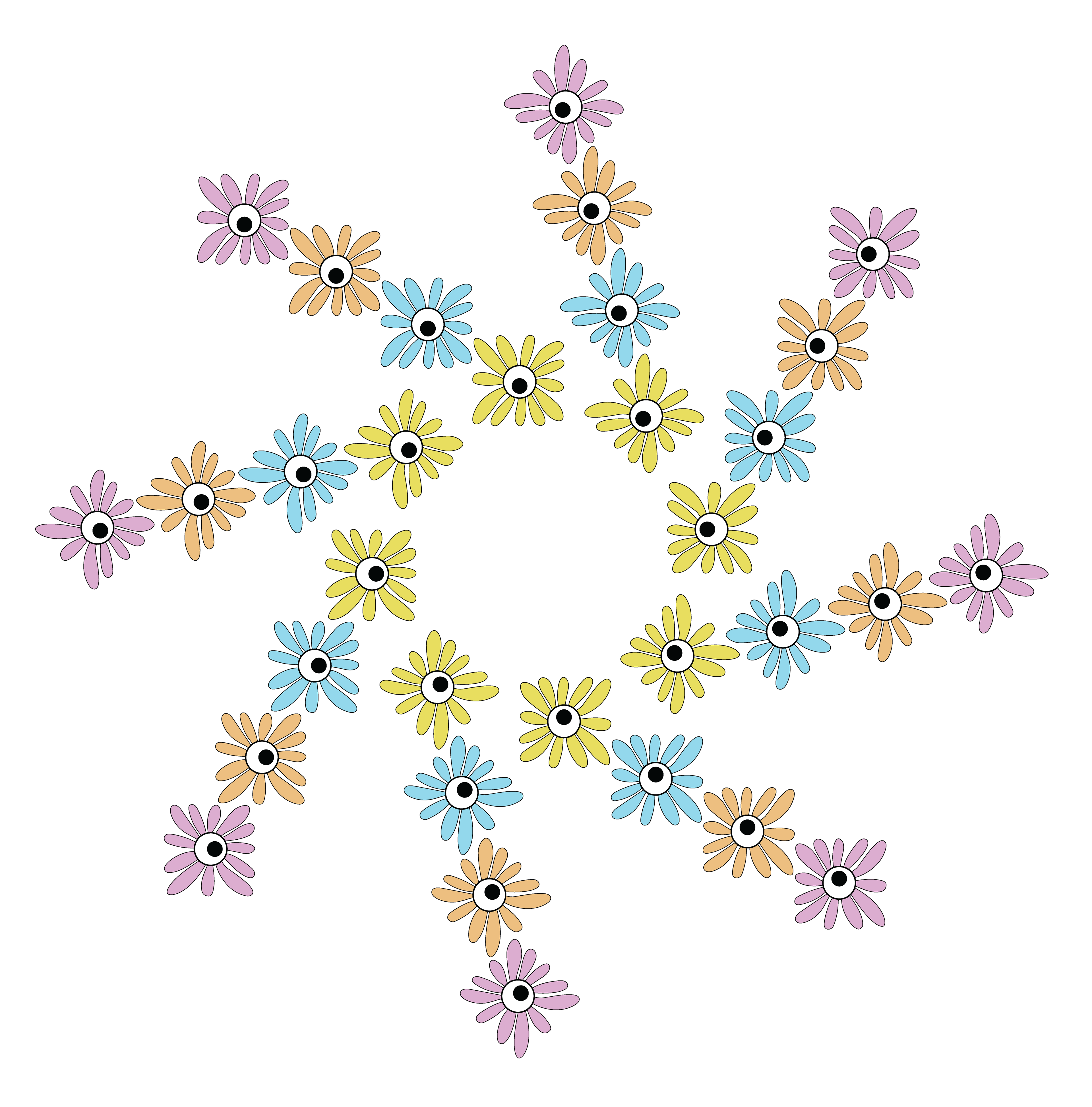 Flower Quilt Pattern, Digital Art, Radial, 2025