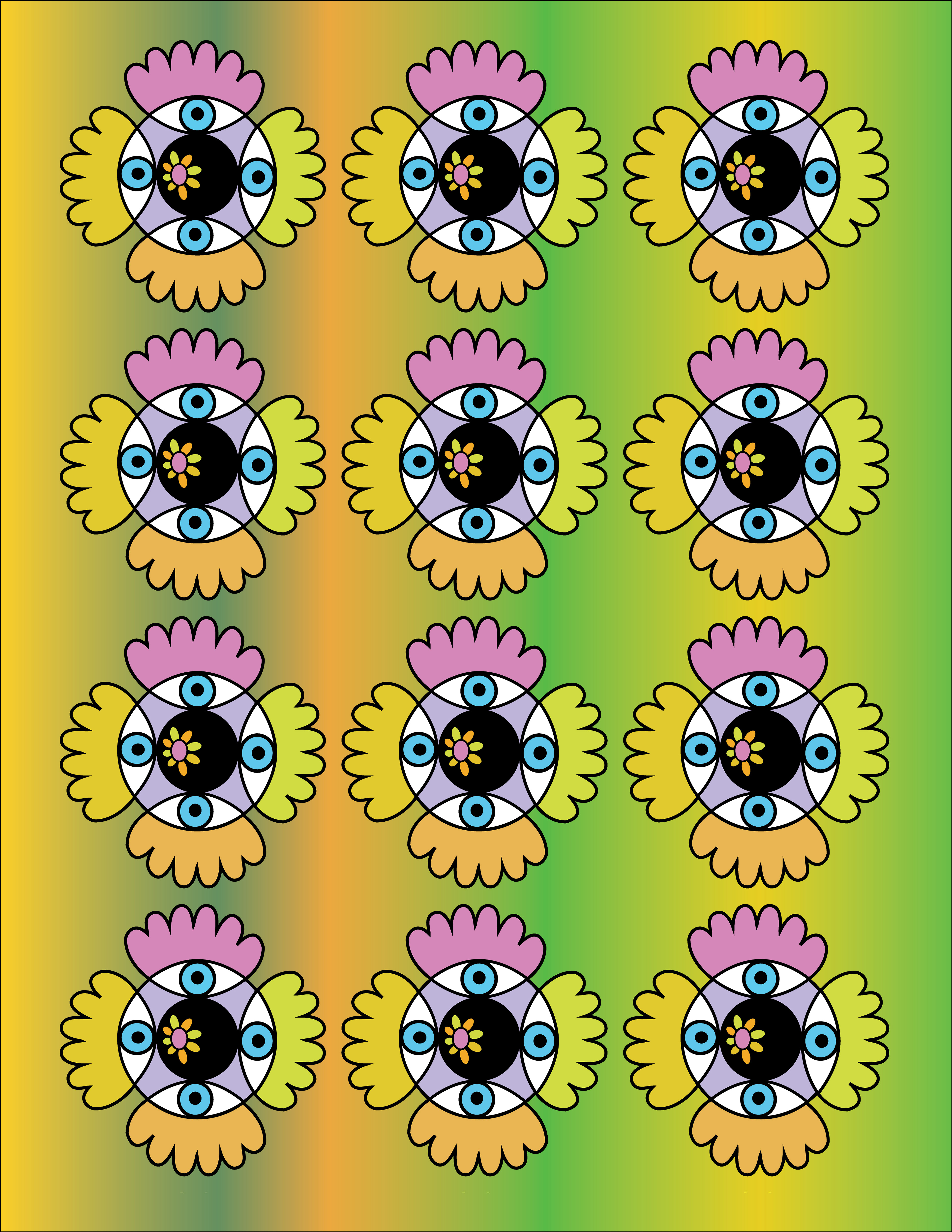 Flower Eyes, Digital Art, Pattern 2, 2025
